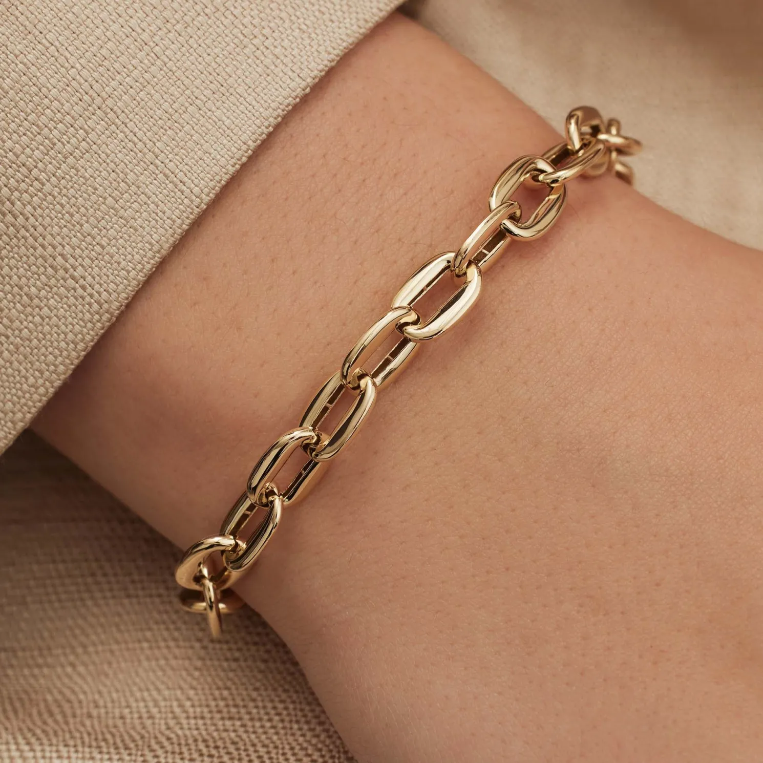 Aidee Ìrene 14 karaat gouden schakelarmband met ronde schakels