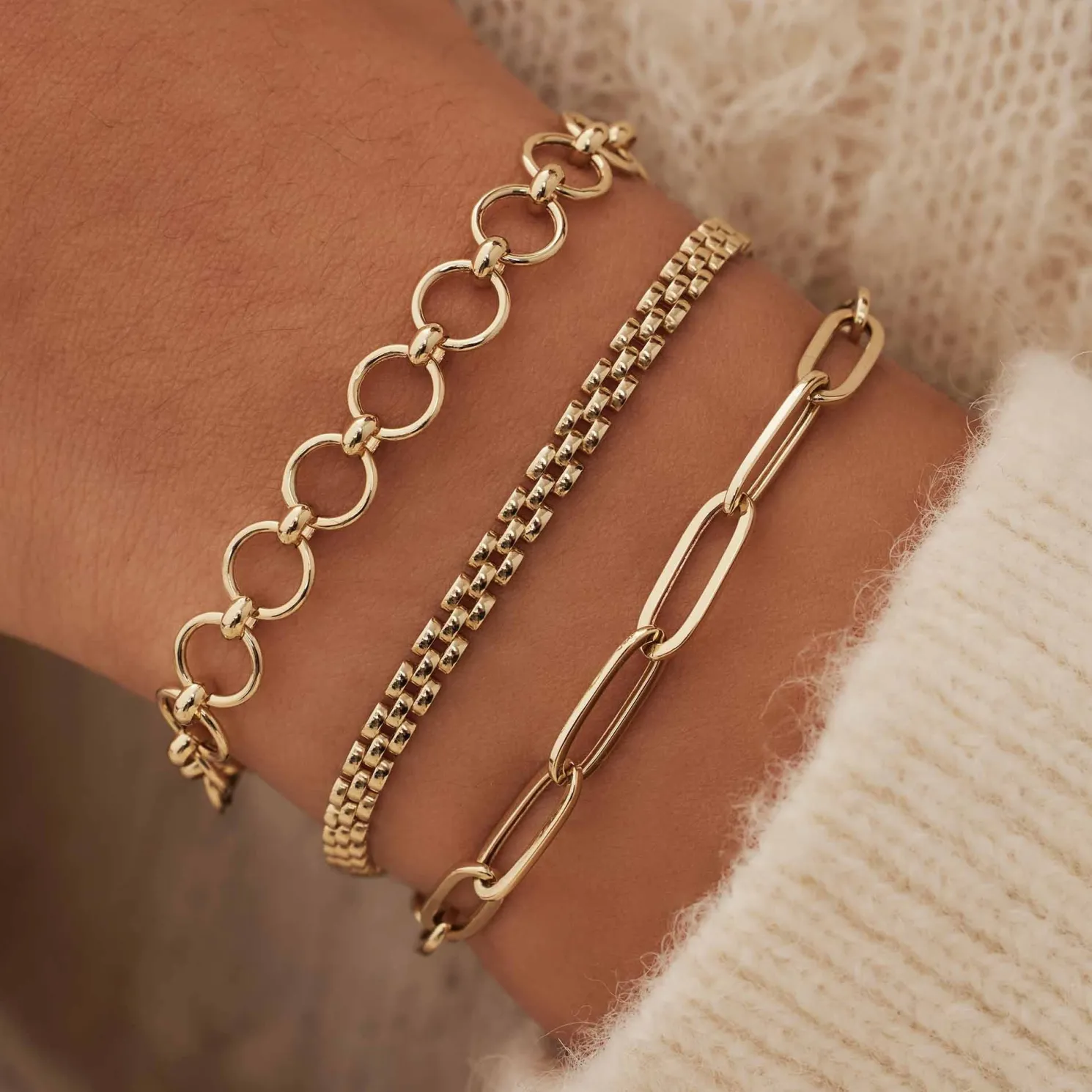 Aidee Rosine 14 karaat gouden schakelarmband