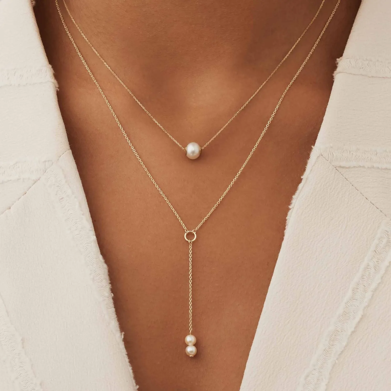 Belleville Luna 14 karaat gouden collier met zoetwaterparel