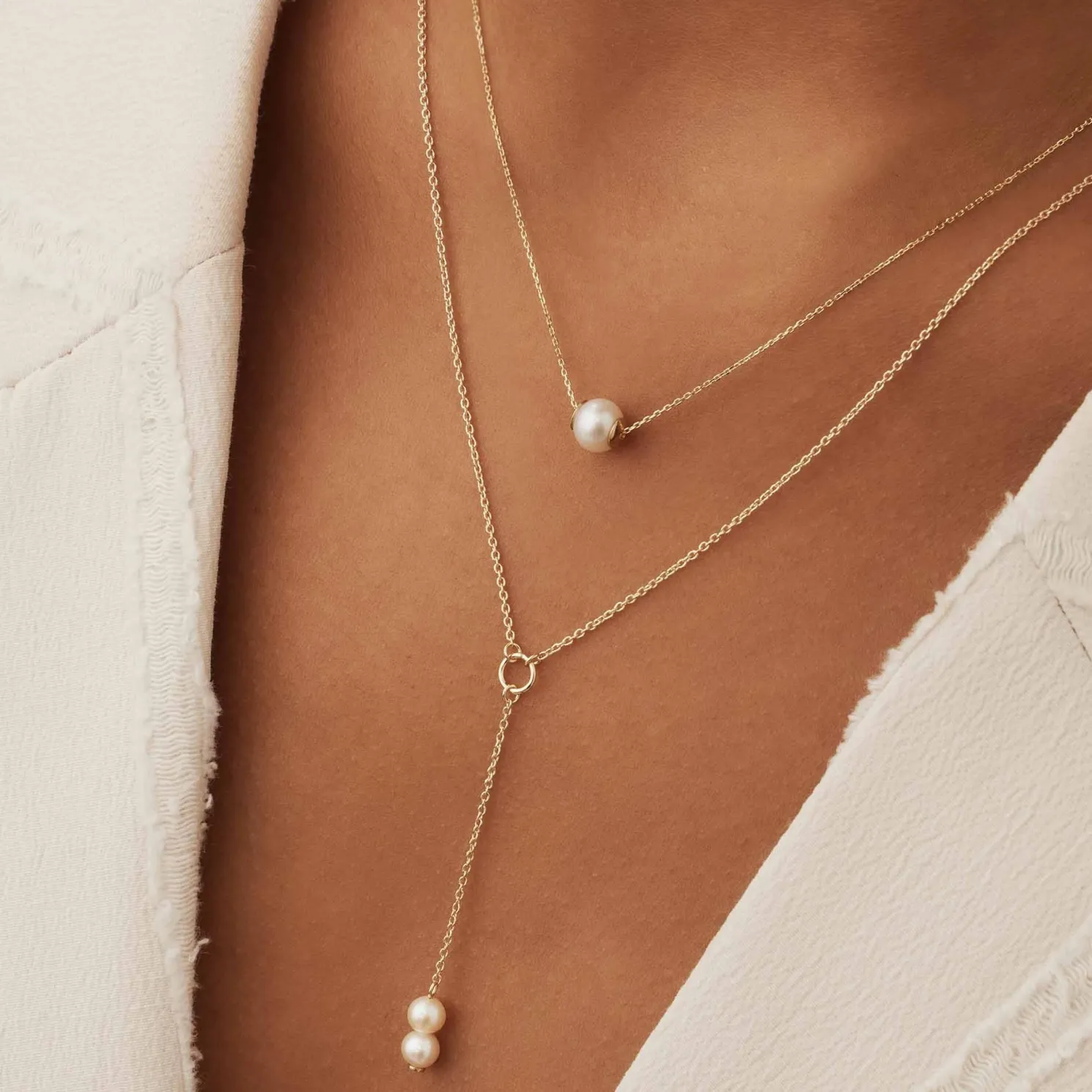 Belleville Luna 14 karaat gouden collier met zoetwaterparel