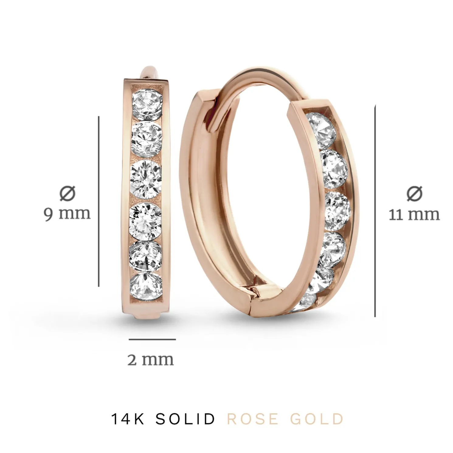 Cadeau d'Isabel 14 karaat rosé gouden oorbellen set met zirkonia steentjes