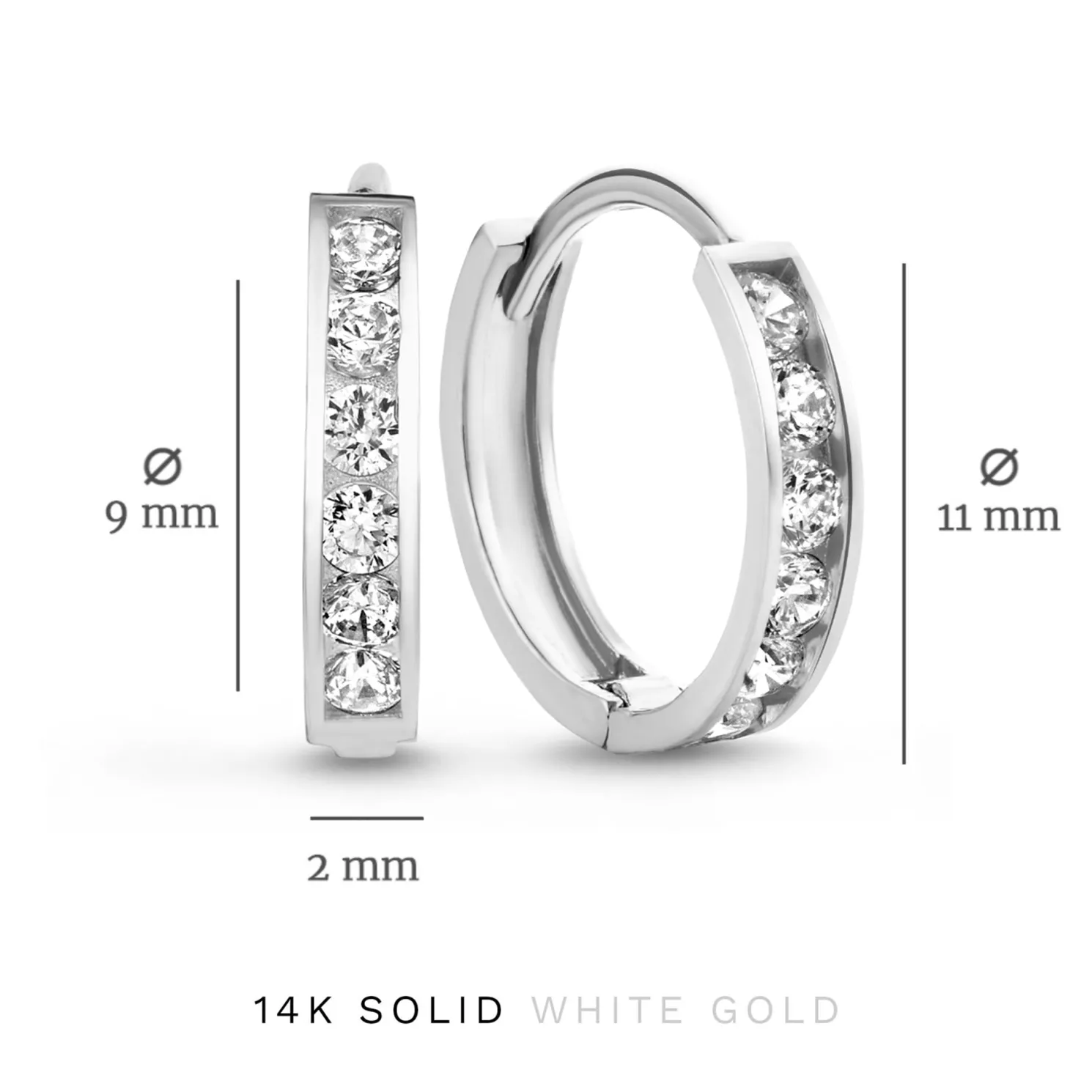 Cadeau d'Isabel 14 karaat witgouden oorbellen set met zirkonia steentjes