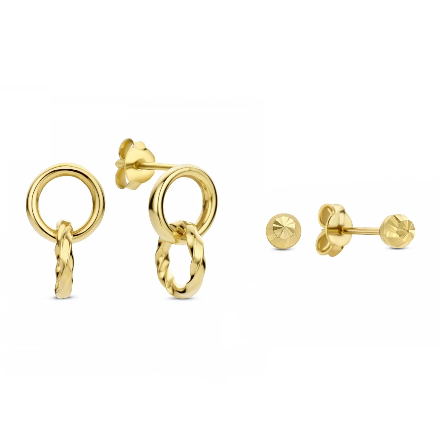 Cadeau d'Isabel 14 karaat gouden oorbellen set