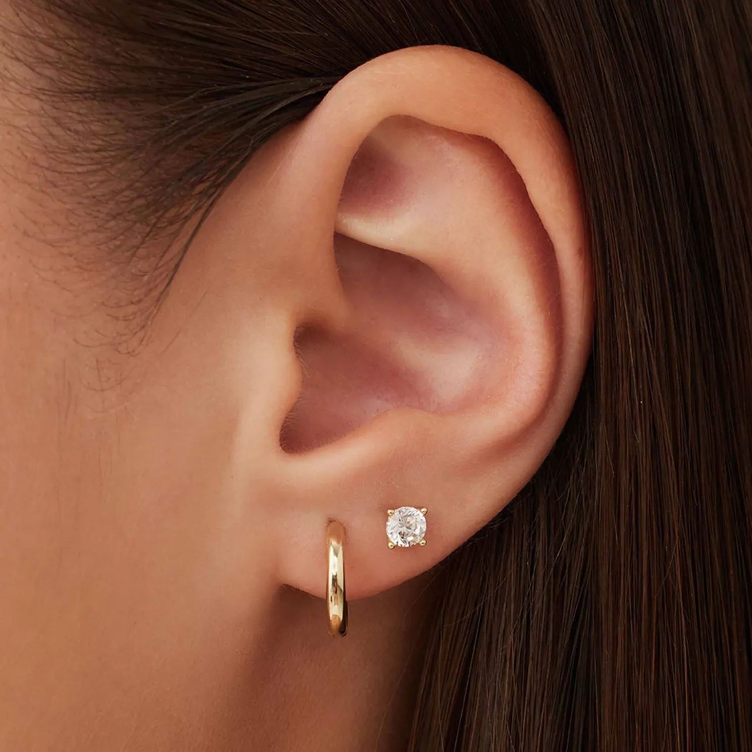 Cadeau d'Isabel 14 karaat gouden oorbellen set met zirkonia steentjes