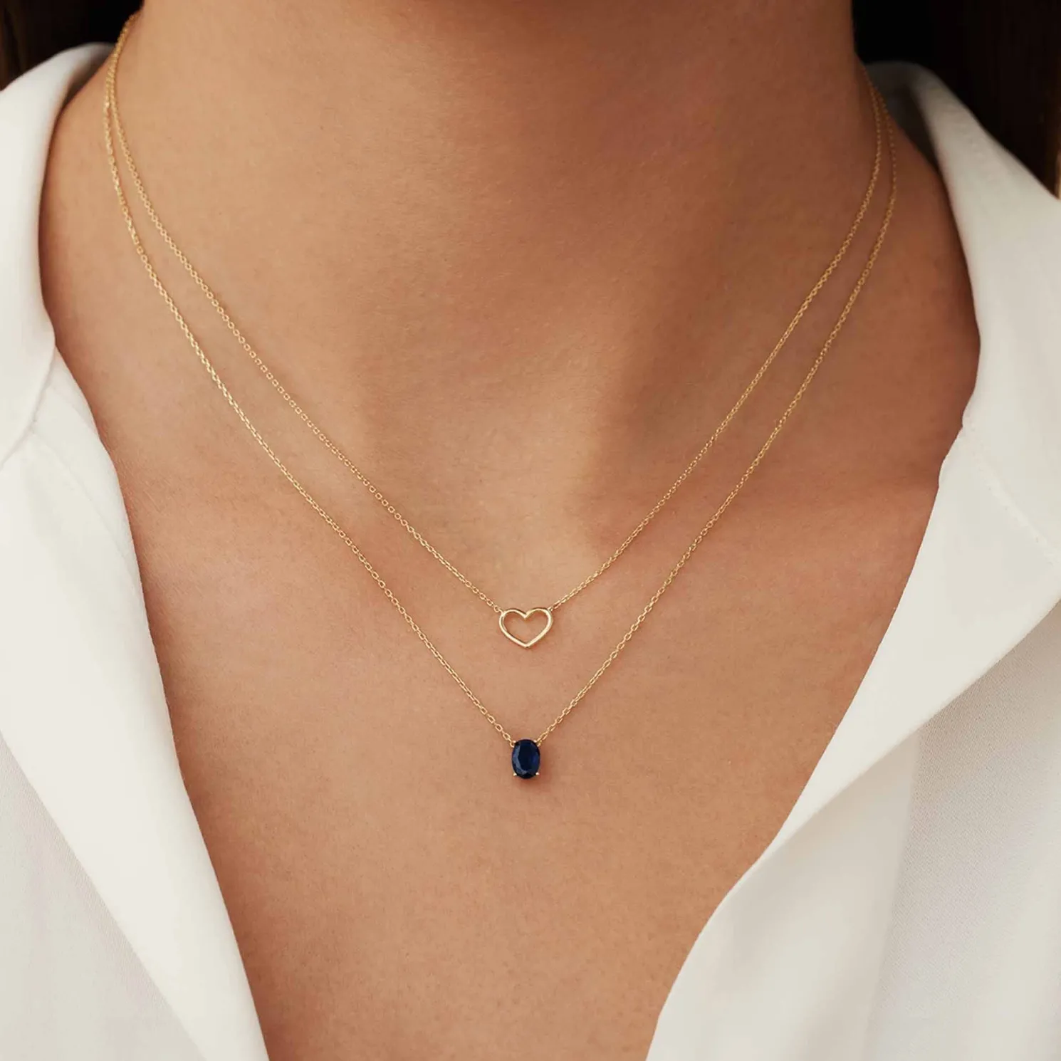 Cadeau d'Isabel 14 karaat gouden kettingen giftset met hartje en zirkonia steen