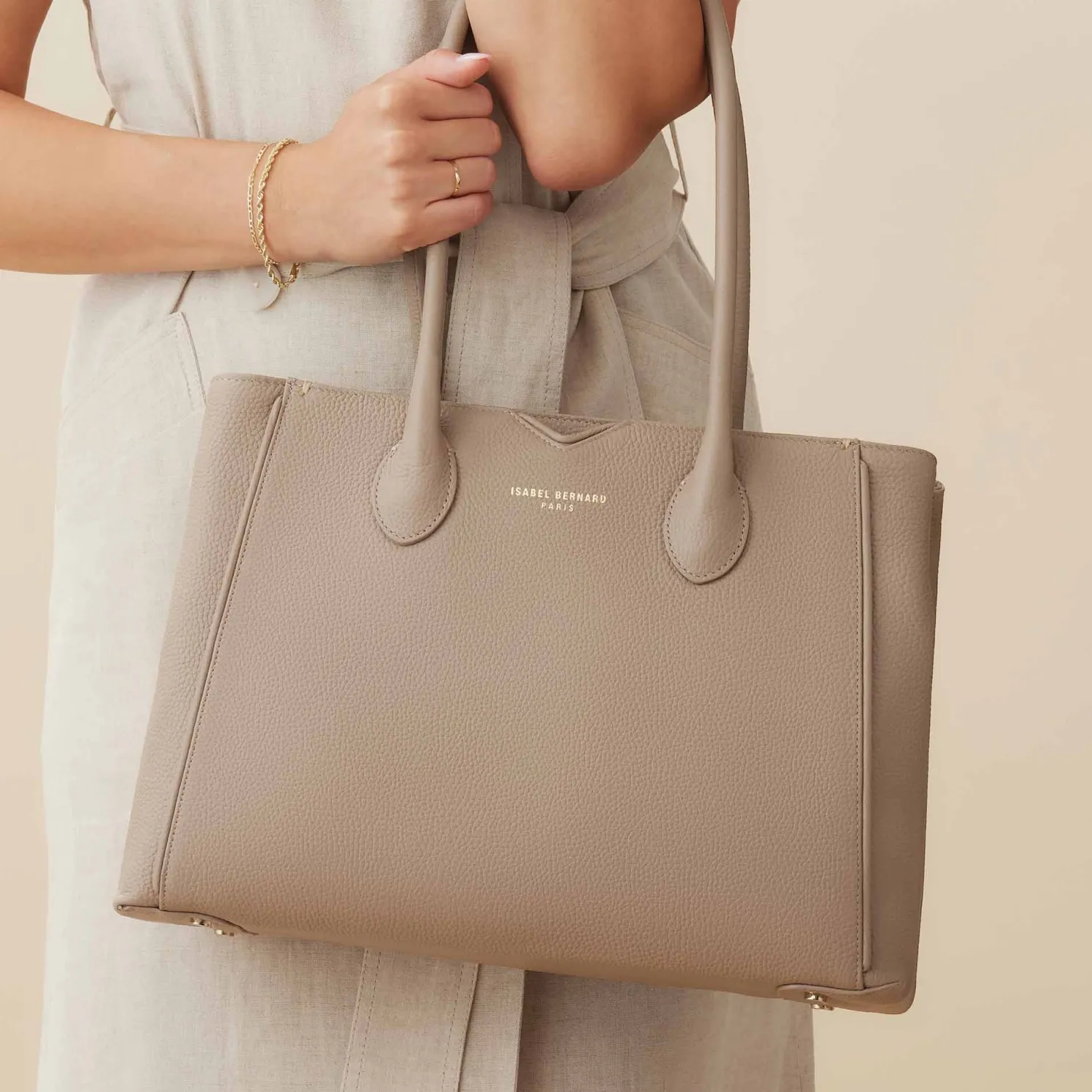 Cadeau d'Isabel taupe leren handtas en portemonnee giftset