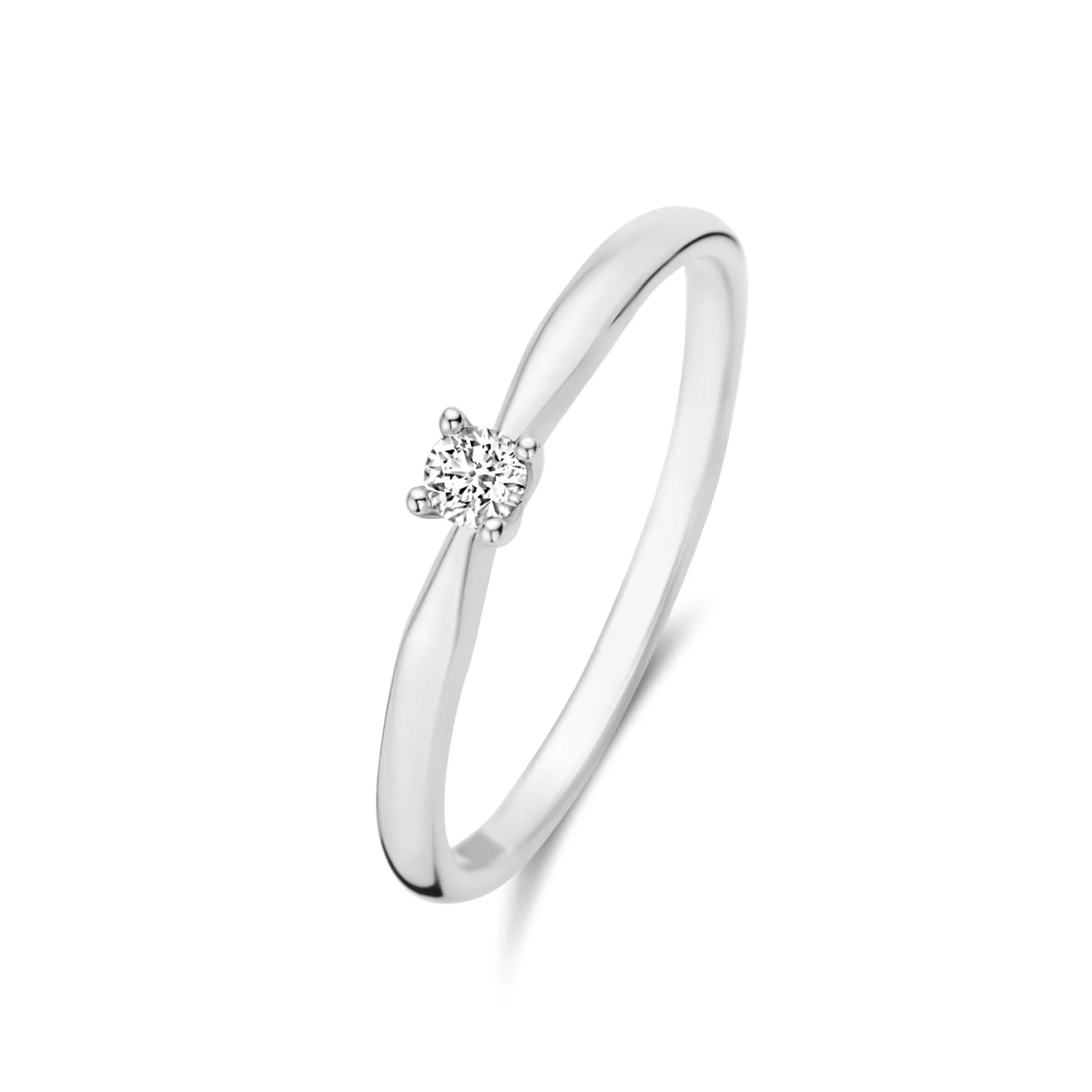 De la Paix Celesse 14 karaat witgouden ring met diamant 0.07 karaat