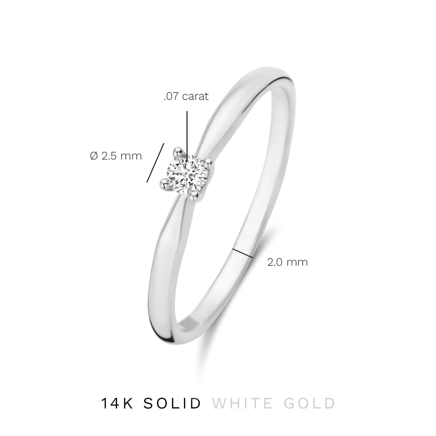 De la Paix Celesse 14 karaat witgouden ring met diamant 0.07 karaat