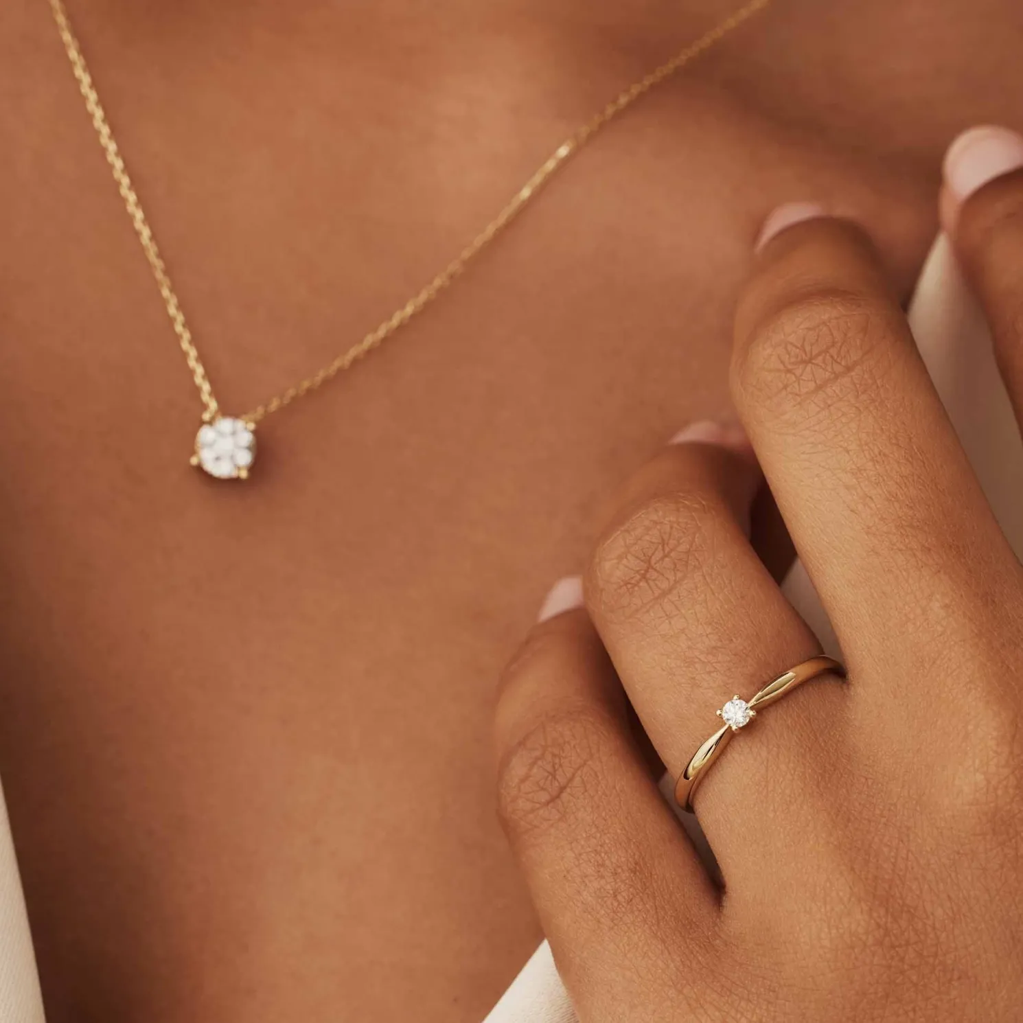 De la Paix Céline 14 karaat gouden ring met diamant 0.05 karaat