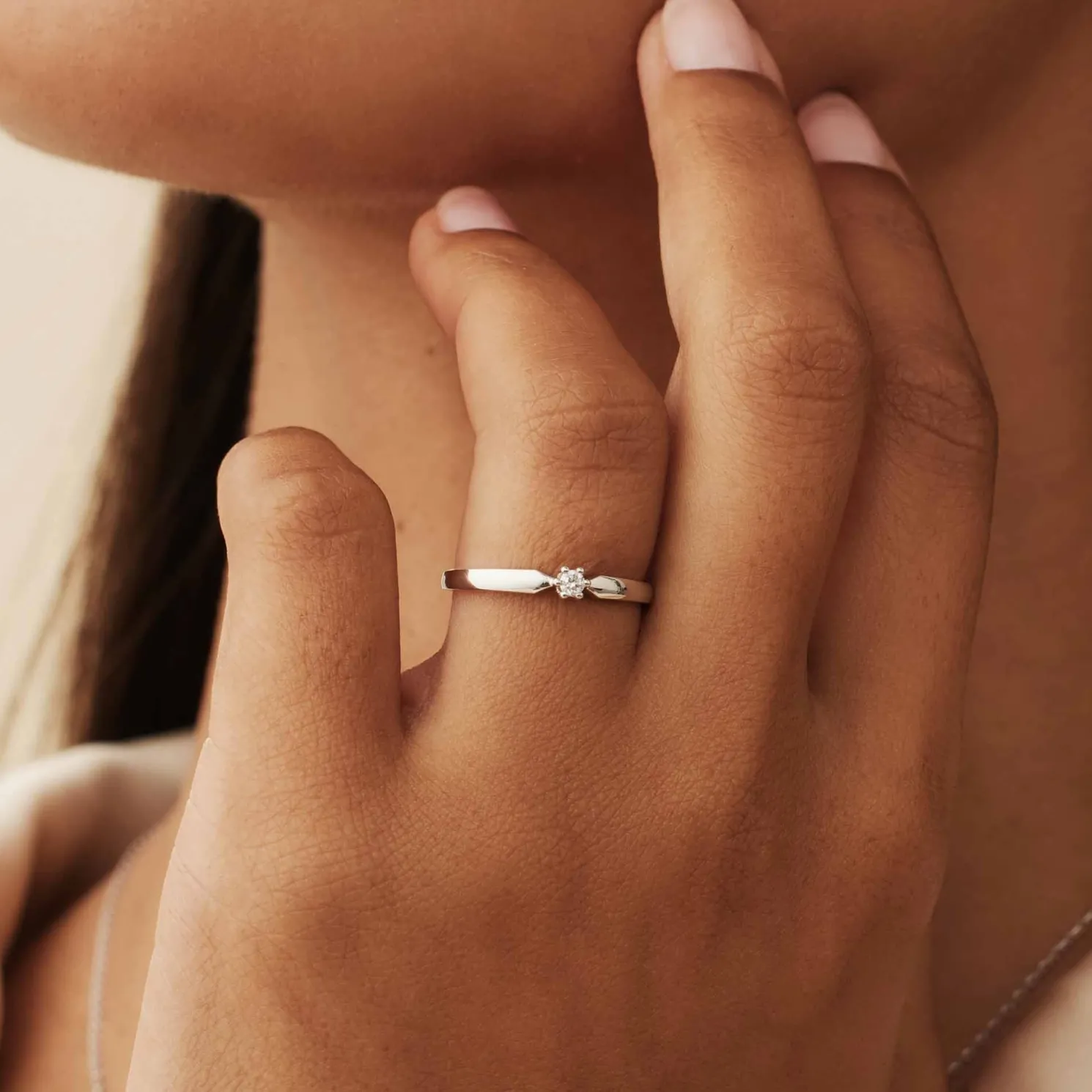 De la Paix Emily 14 karaat witgouden ring met diamant 0.05 karaat