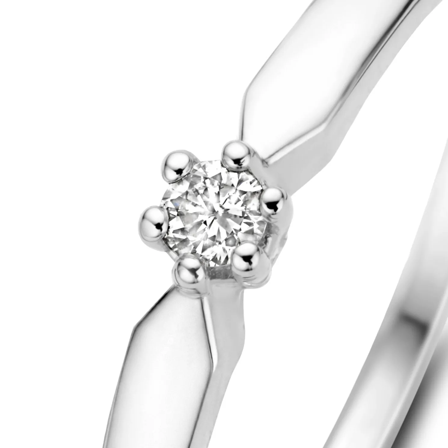 De la Paix Emily 14 karaat witgouden ring met diamant 0.05 karaat