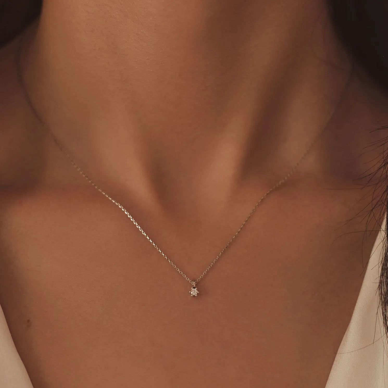 De la Paix Emily 14 karaat witgouden collier met diamant 0.05 karaat