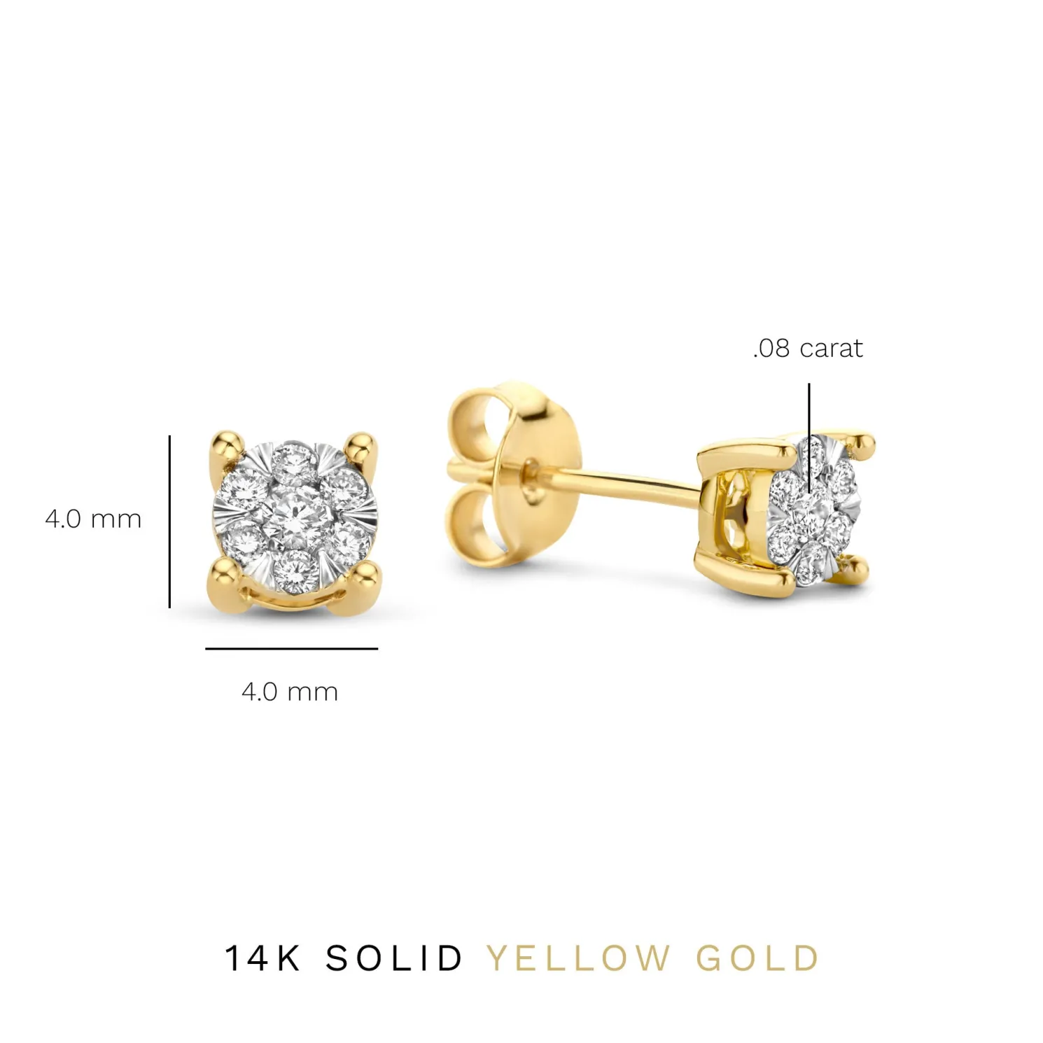 De la Paix Hanaé 14 karaat gouden oorknoppen met diamant 0.16 karaat