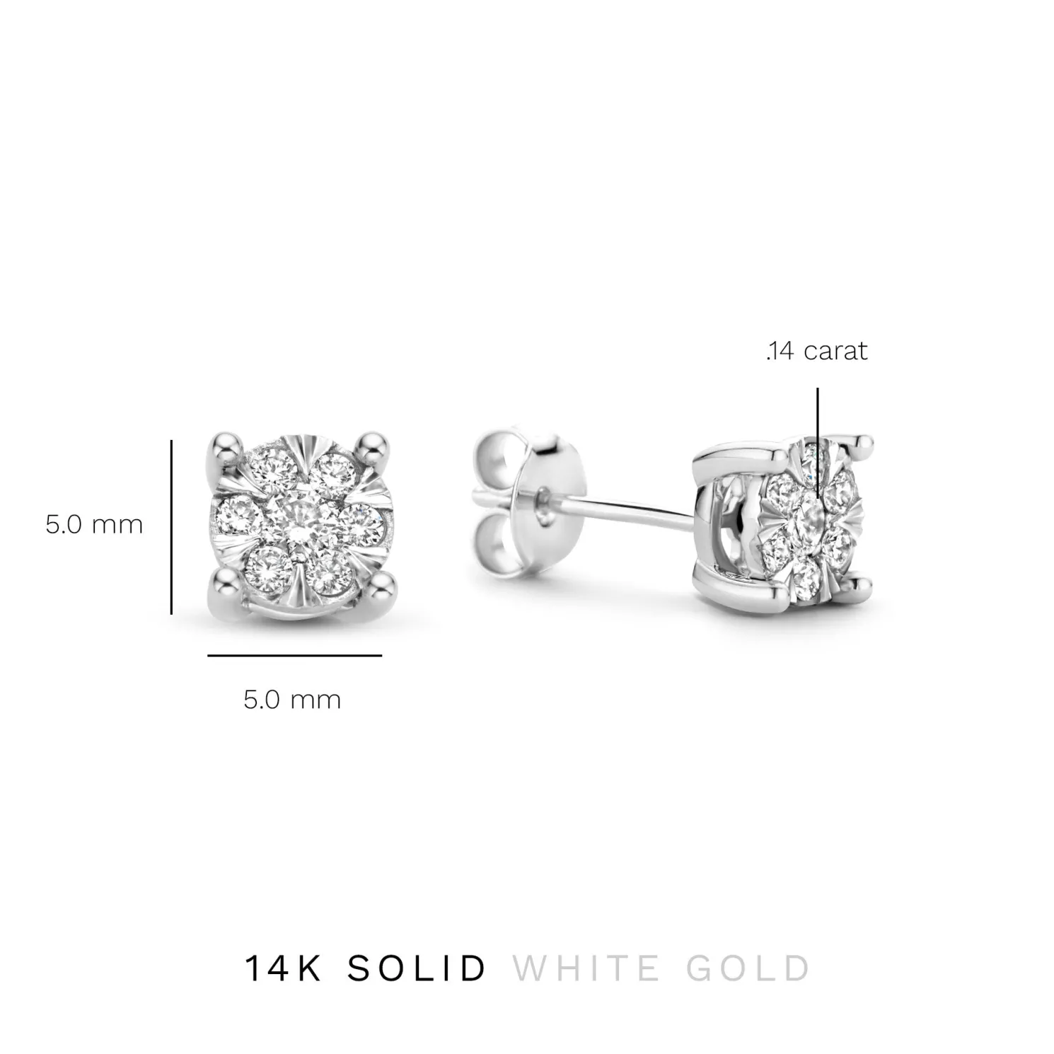 De la Paix Hanaé 14 karaat witgouden oorknoppen met diamant 0.28 karaat