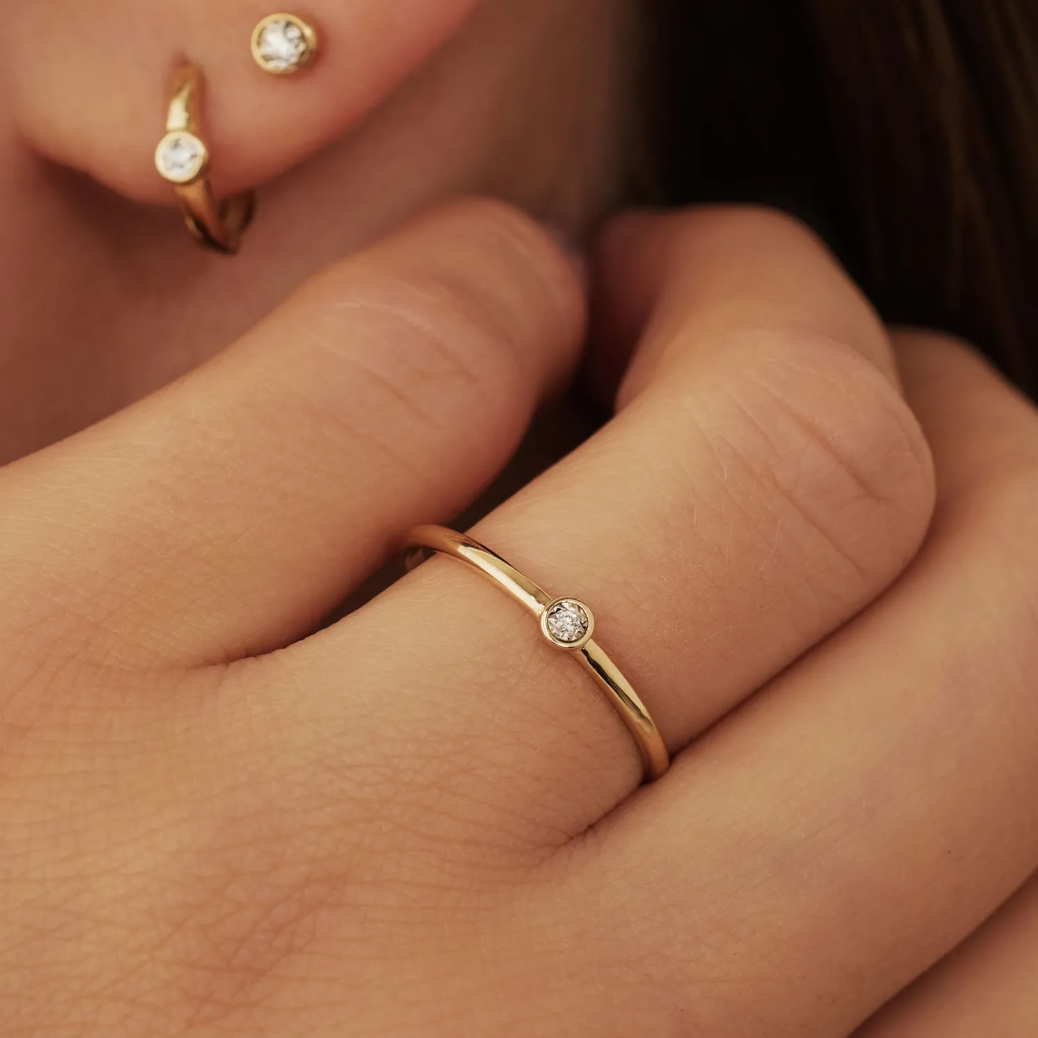 De la Paix Inaya 14 karaat gouden ring met diamant 0.01 karaat