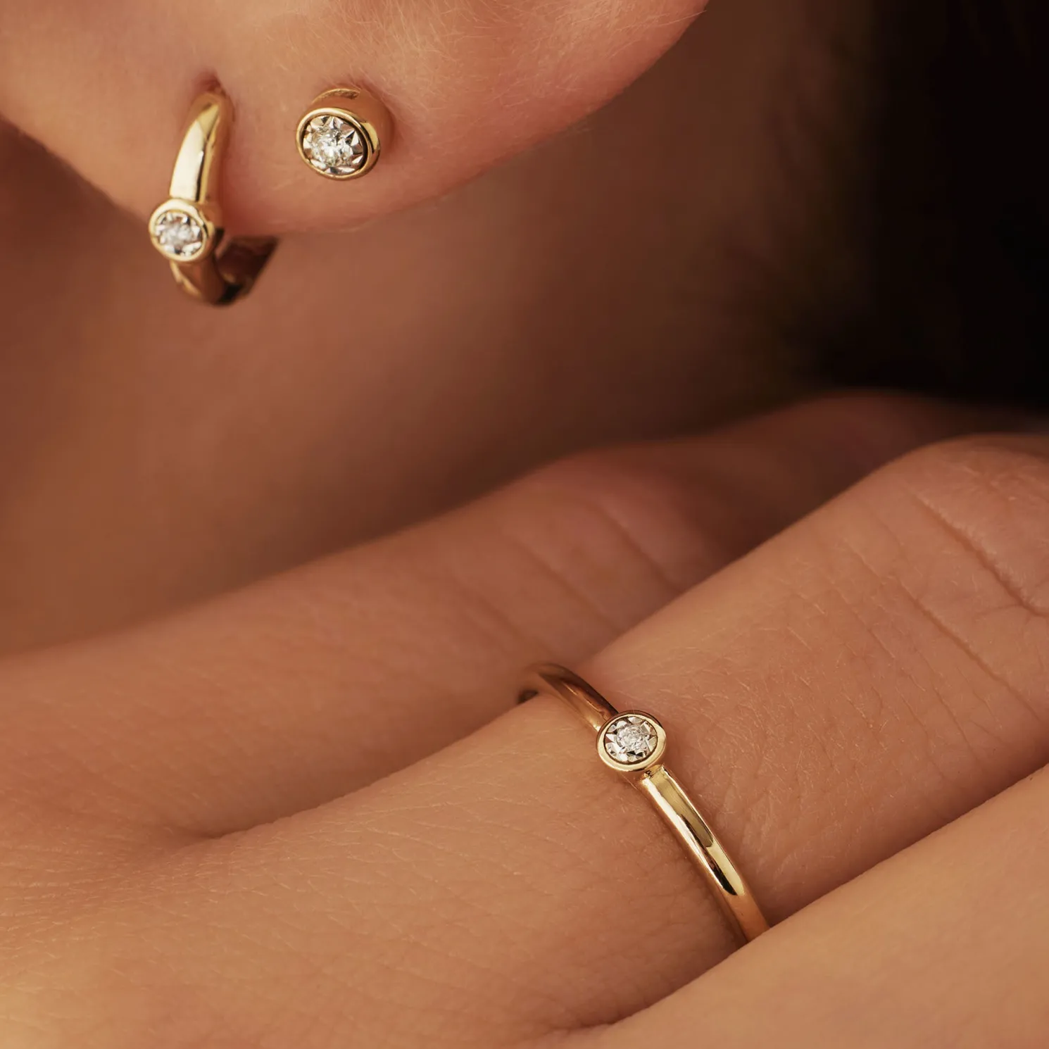 De la Paix Inaya 14 karaat gouden ring met diamant 0.01 karaat