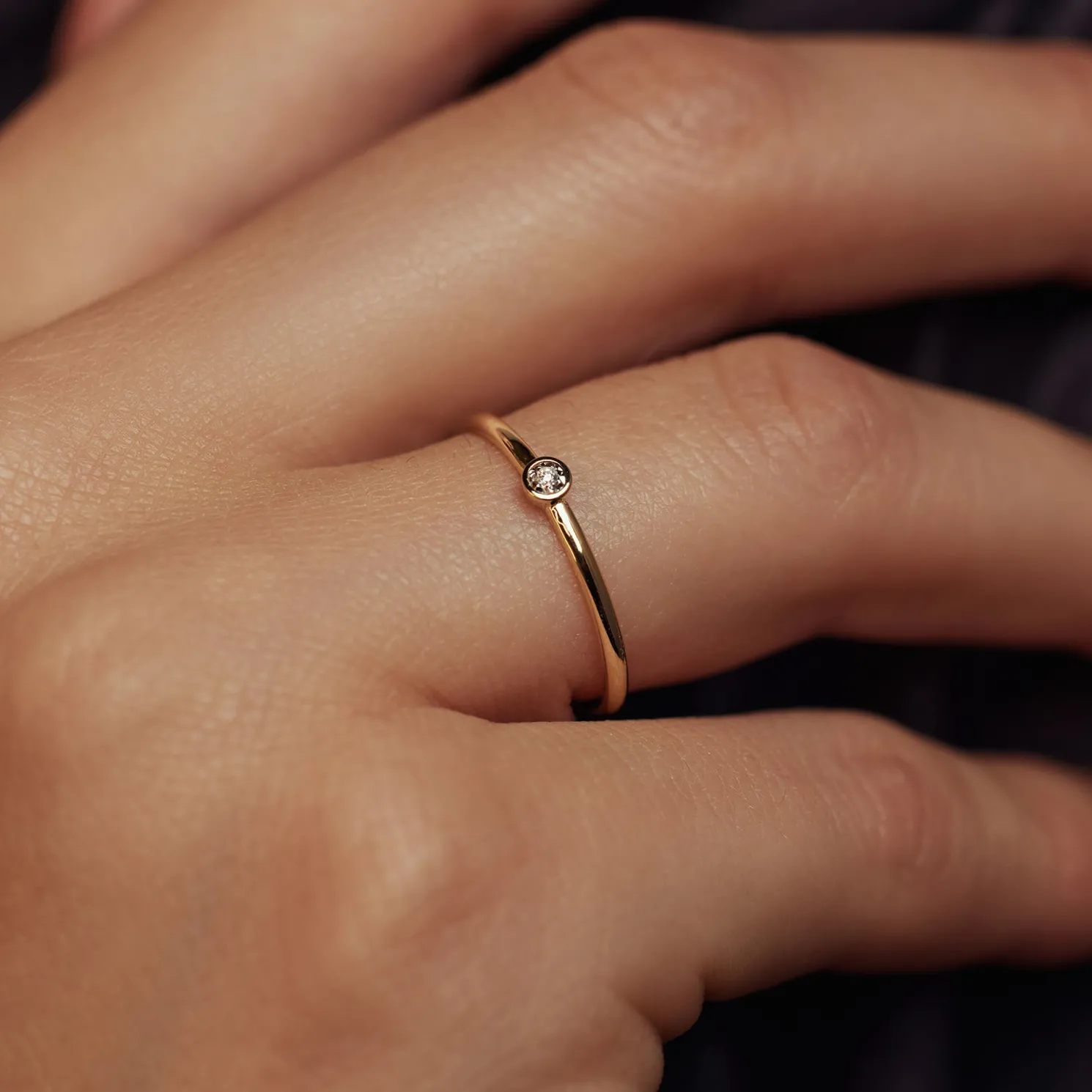 De la Paix Inaya 14 karaat gouden ring met diamant 0.01 karaat