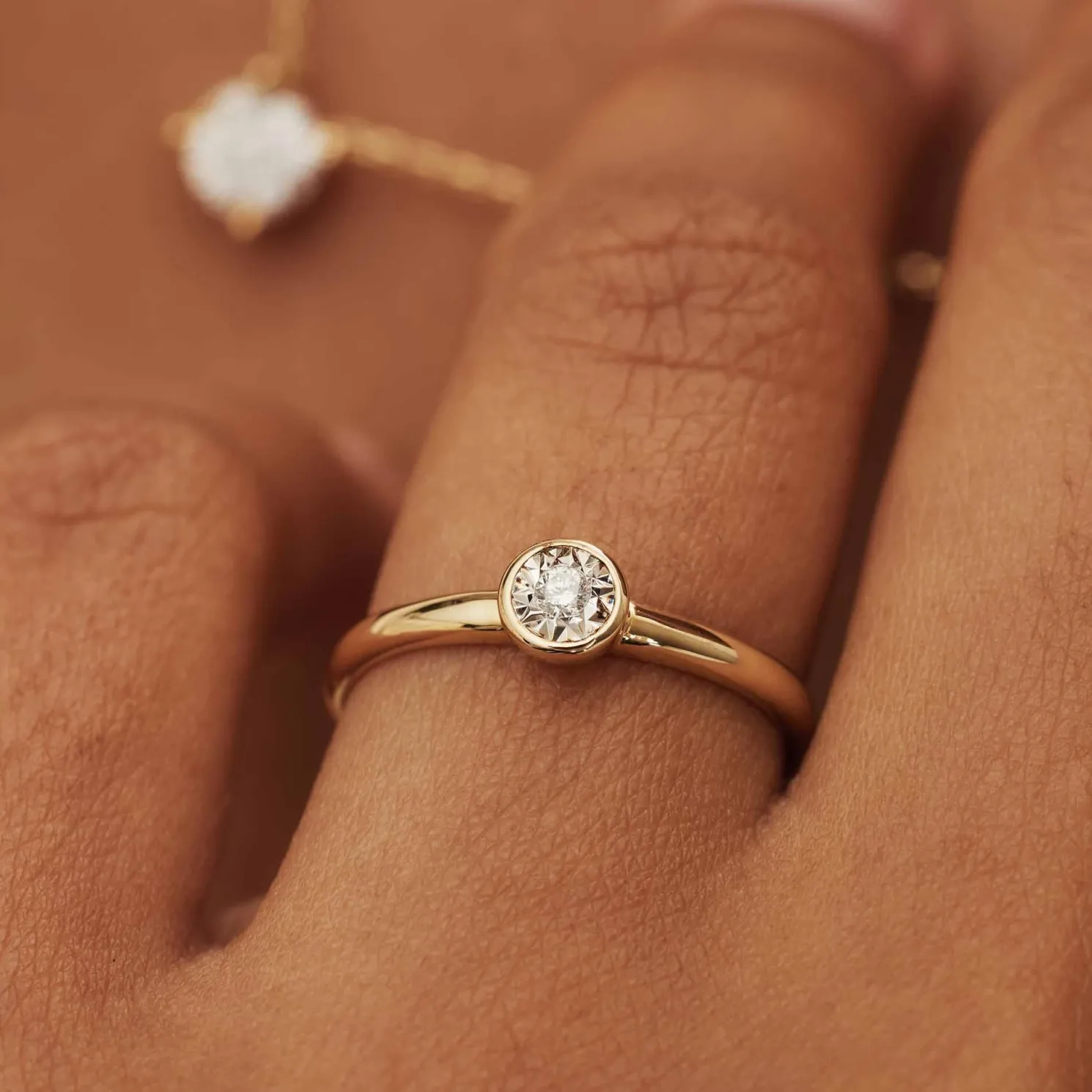 De la Paix Inaya 14 karaat gouden ring met diamant 0.02 karaat