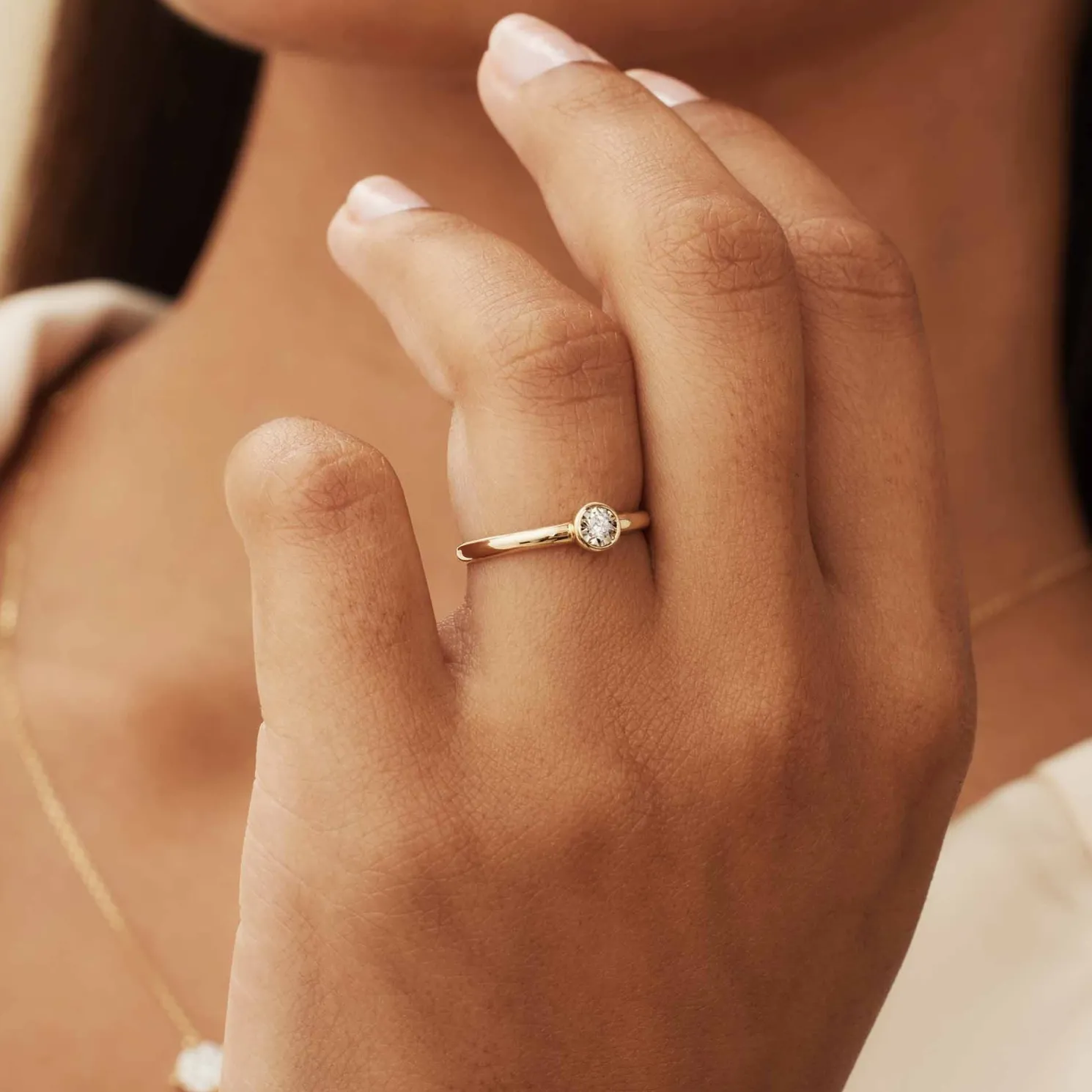 De la Paix Inaya 14 karaat gouden ring met diamant 0.02 karaat