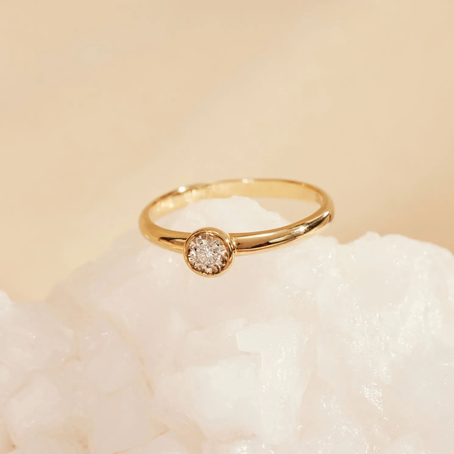 De la Paix Inaya 14 karaat gouden ring met diamant 0.02 karaat