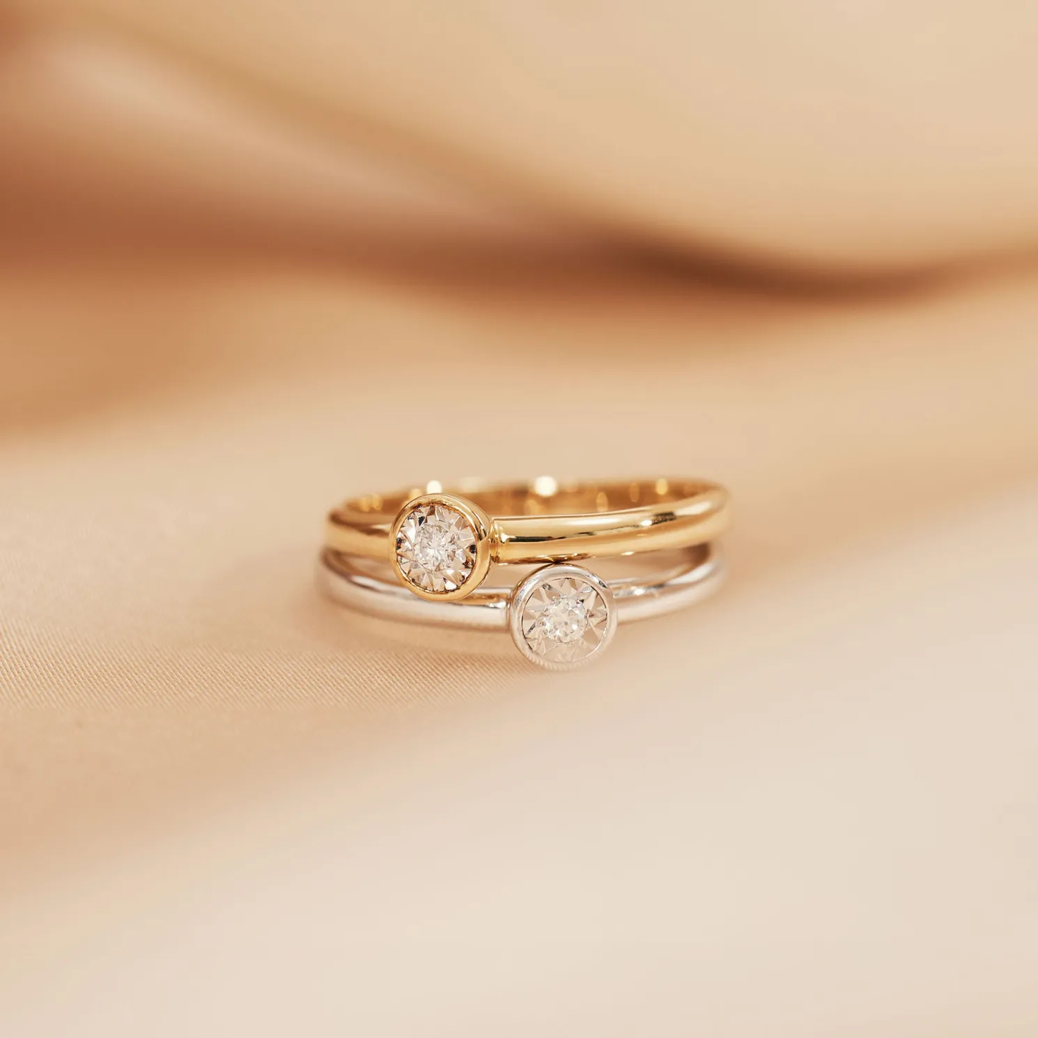 De la Paix Inaya 14 karaat gouden ring met diamant 0.02 karaat