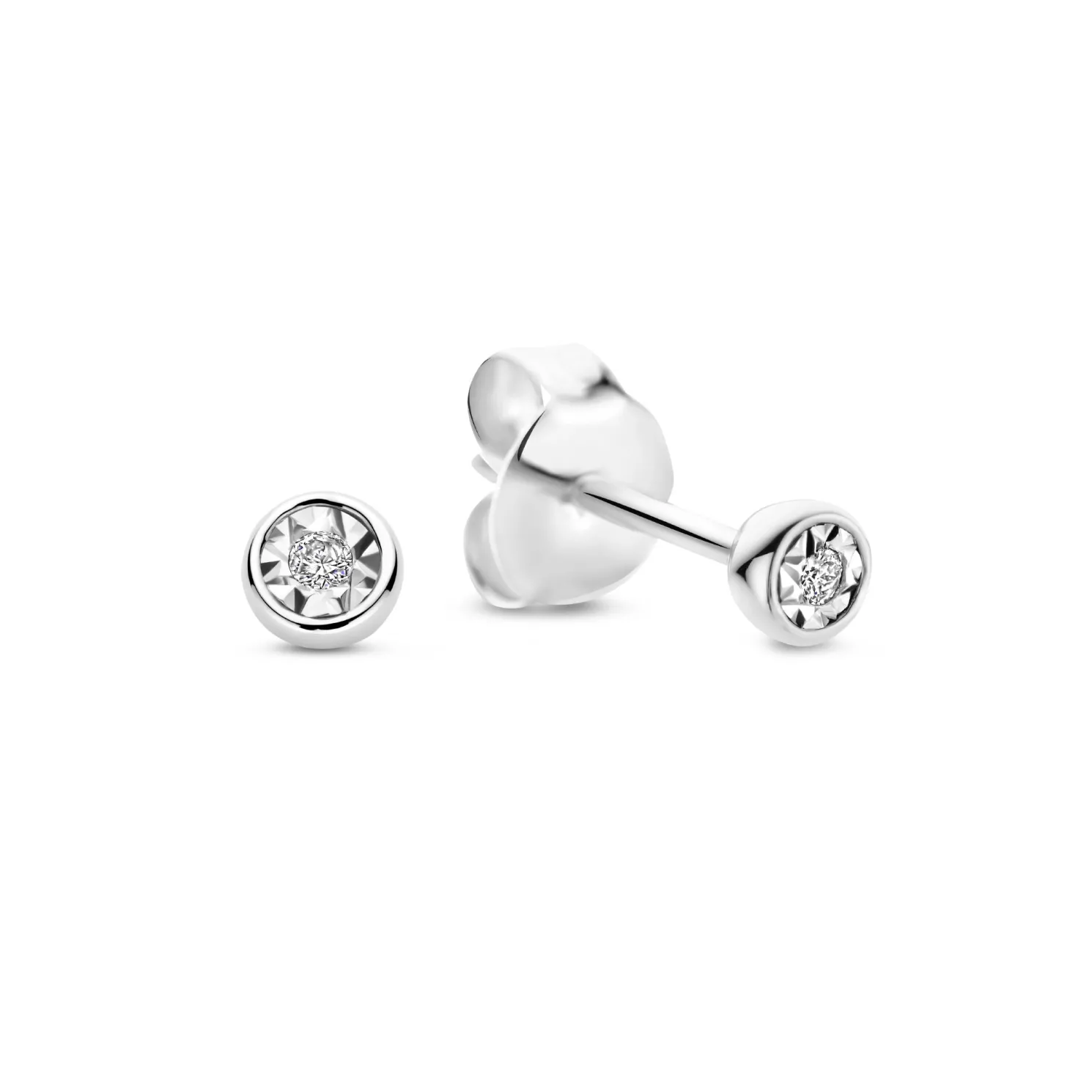 De la Paix Inaya 14 karaat witgouden oorknoppen met diamant 0.02 karaat