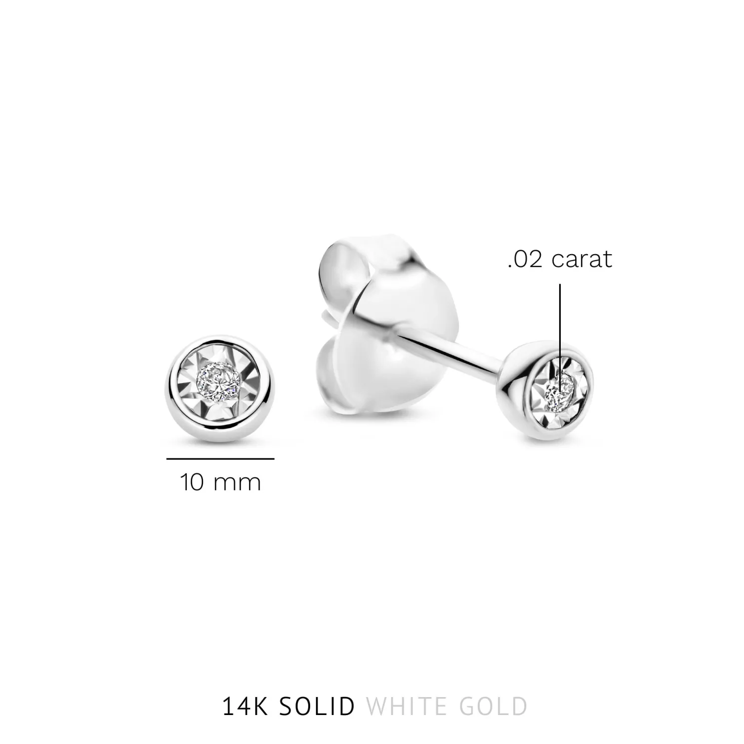 De la Paix Inaya 14 karaat witgouden oorknoppen met diamant 0.02 karaat