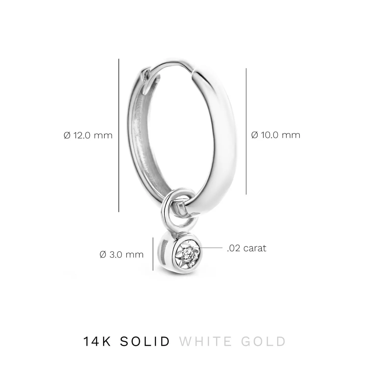 De la Paix Inaya 14 karaat witgouden creolen met diamant 0.02 karaat