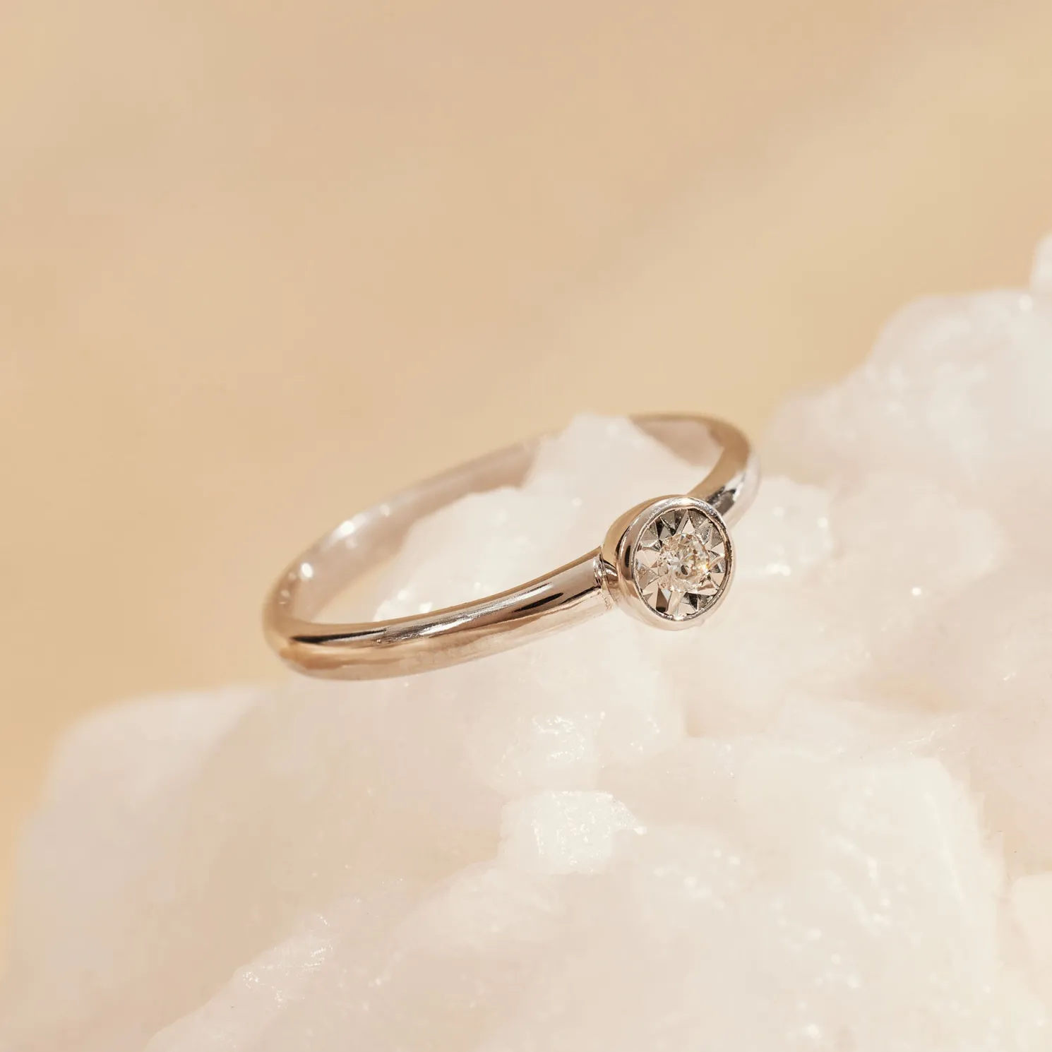 De la Paix Inaya 14 karaat witgouden ring met diamant 0.03 karaat