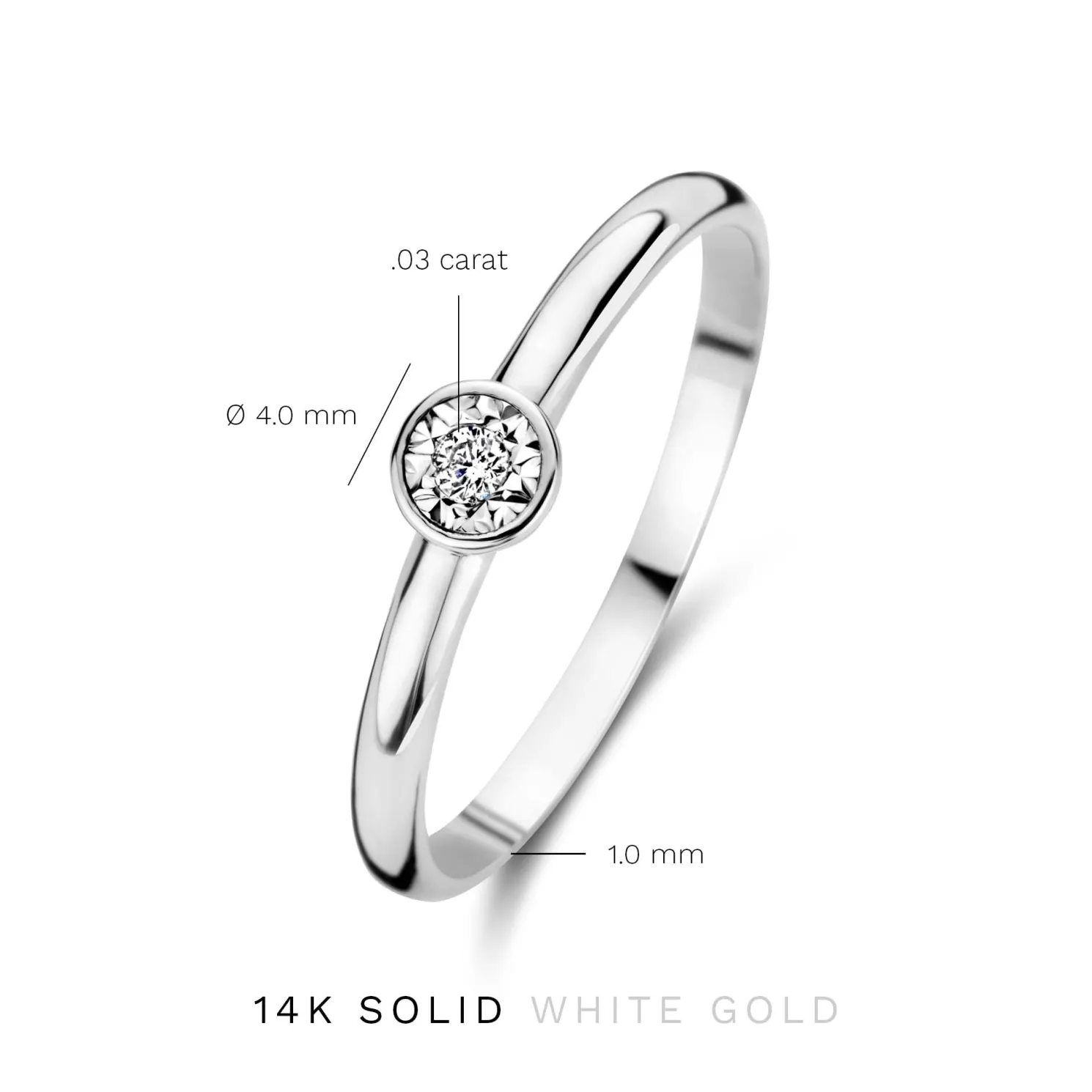 De la Paix Inaya 14 karaat witgouden ring met diamant 0.03 karaat