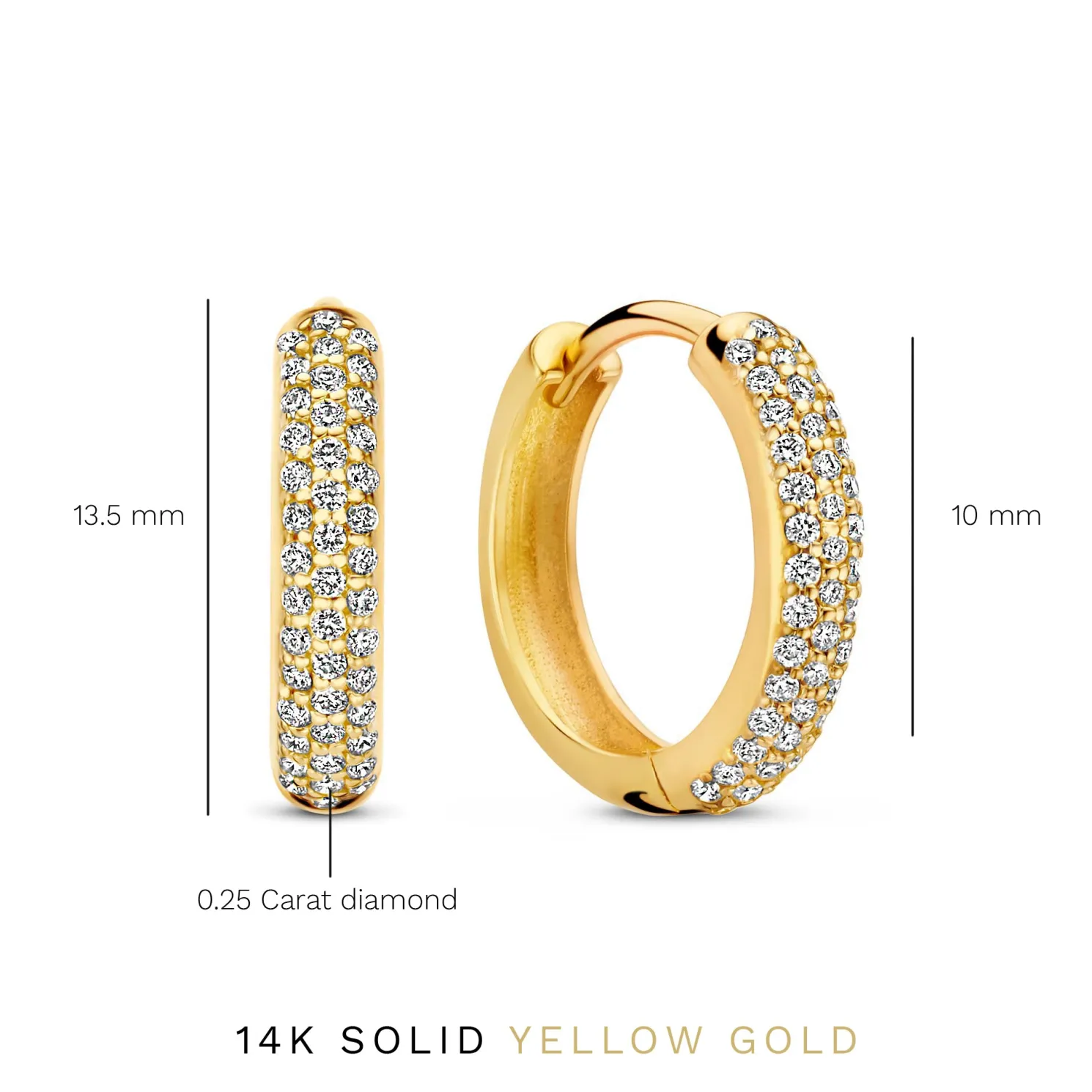 De la Paix Laure 14 karaat gouden creolen met diamant 0.25 karaat