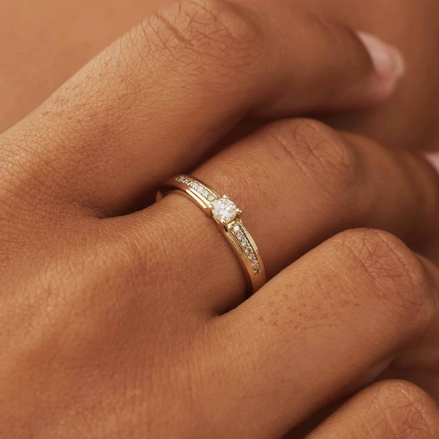 De la Paix Madeline 14 karaat gouden ring met diamant 0.20 karaat