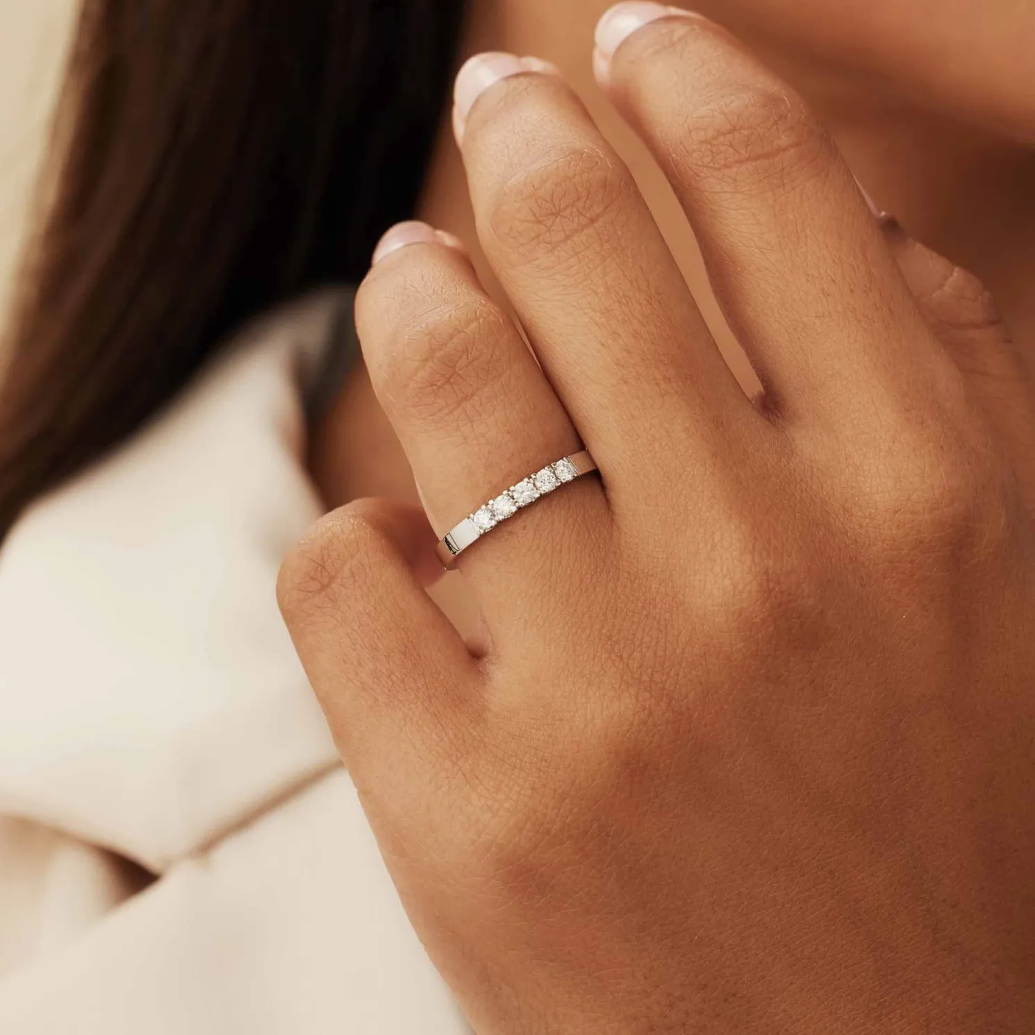 De la Paix Madeline 14 karaat witgouden ring met diamant 0.20 karaat