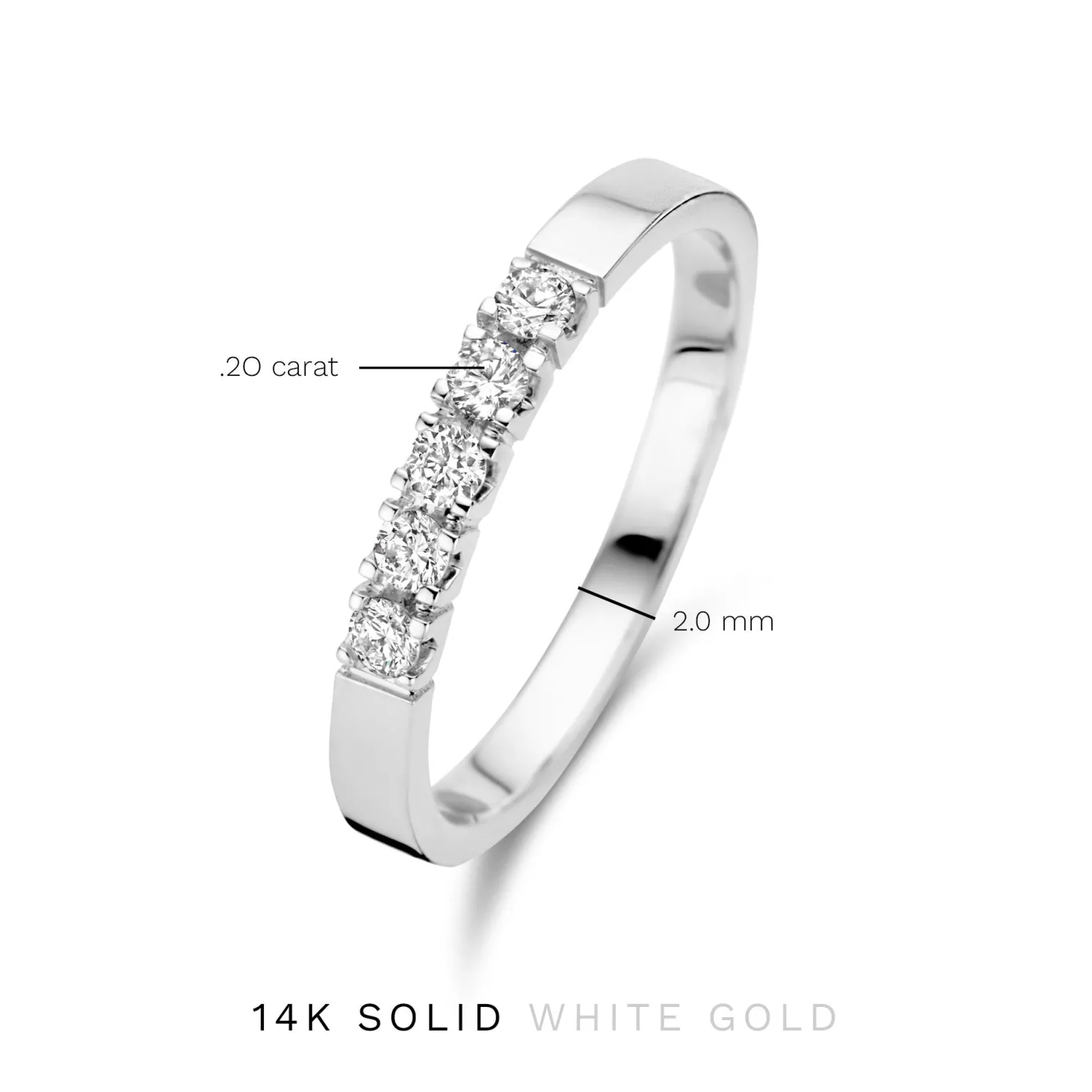 De la Paix Madeline 14 karaat witgouden ring met diamant 0.20 karaat