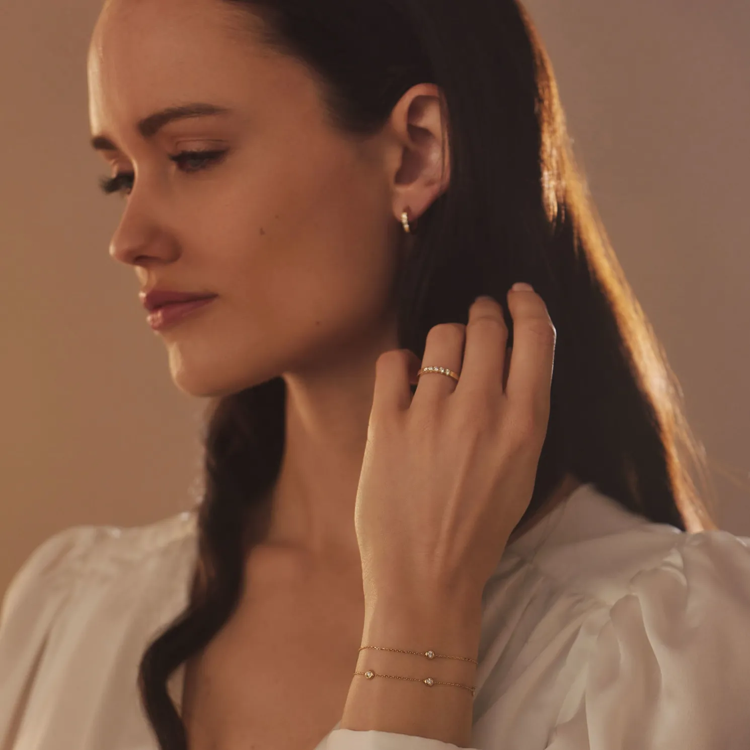 De la Paix Madeline 14 karaat gouden creolen met diamant 0.15 karaat