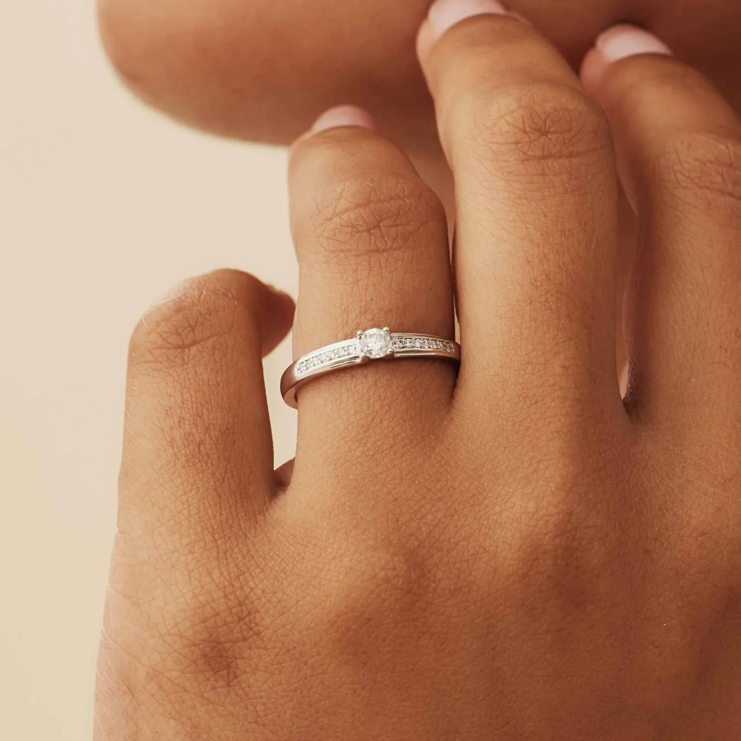 De la Paix Madeline 14 karaat witgouden ring met diamant 0.20 karaat