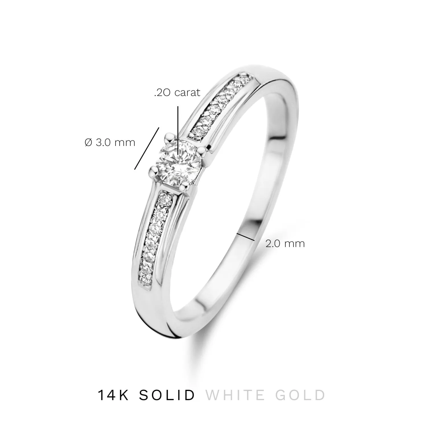 De la Paix Madeline 14 karaat witgouden ring met diamant 0.20 karaat