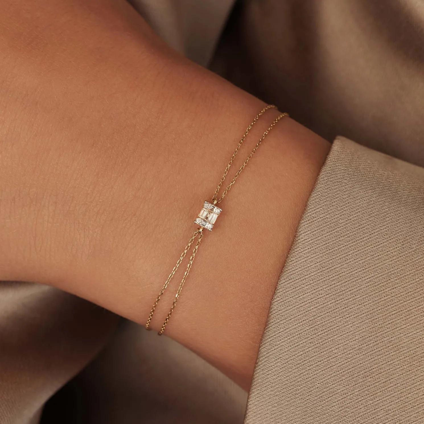 De la Paix Maxime 14 karaat gouden armband met diamant 0.10 karaat