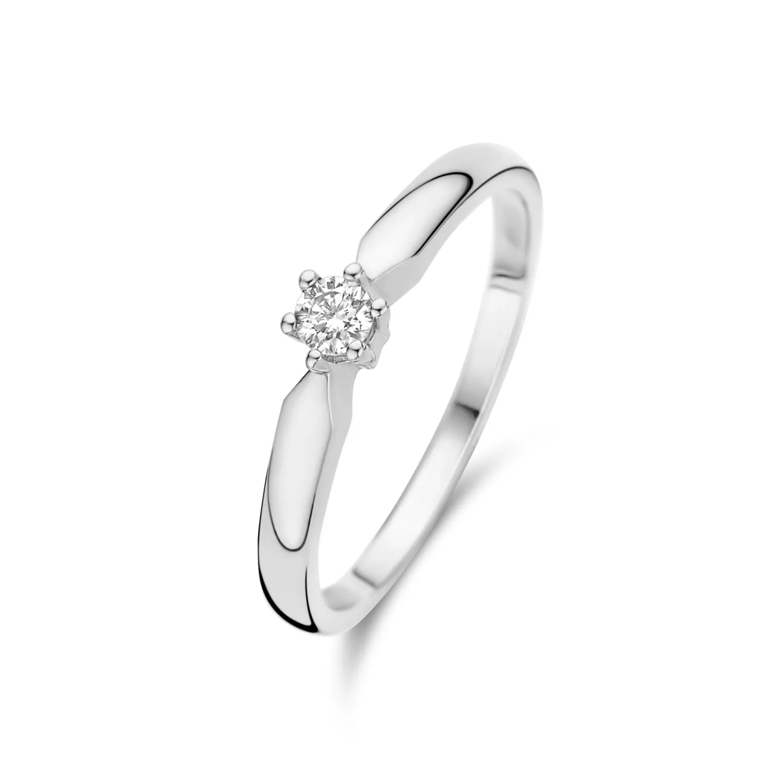 De la Paix Sybil 14 karaat witgouden ring met diamant 0.10 karaat