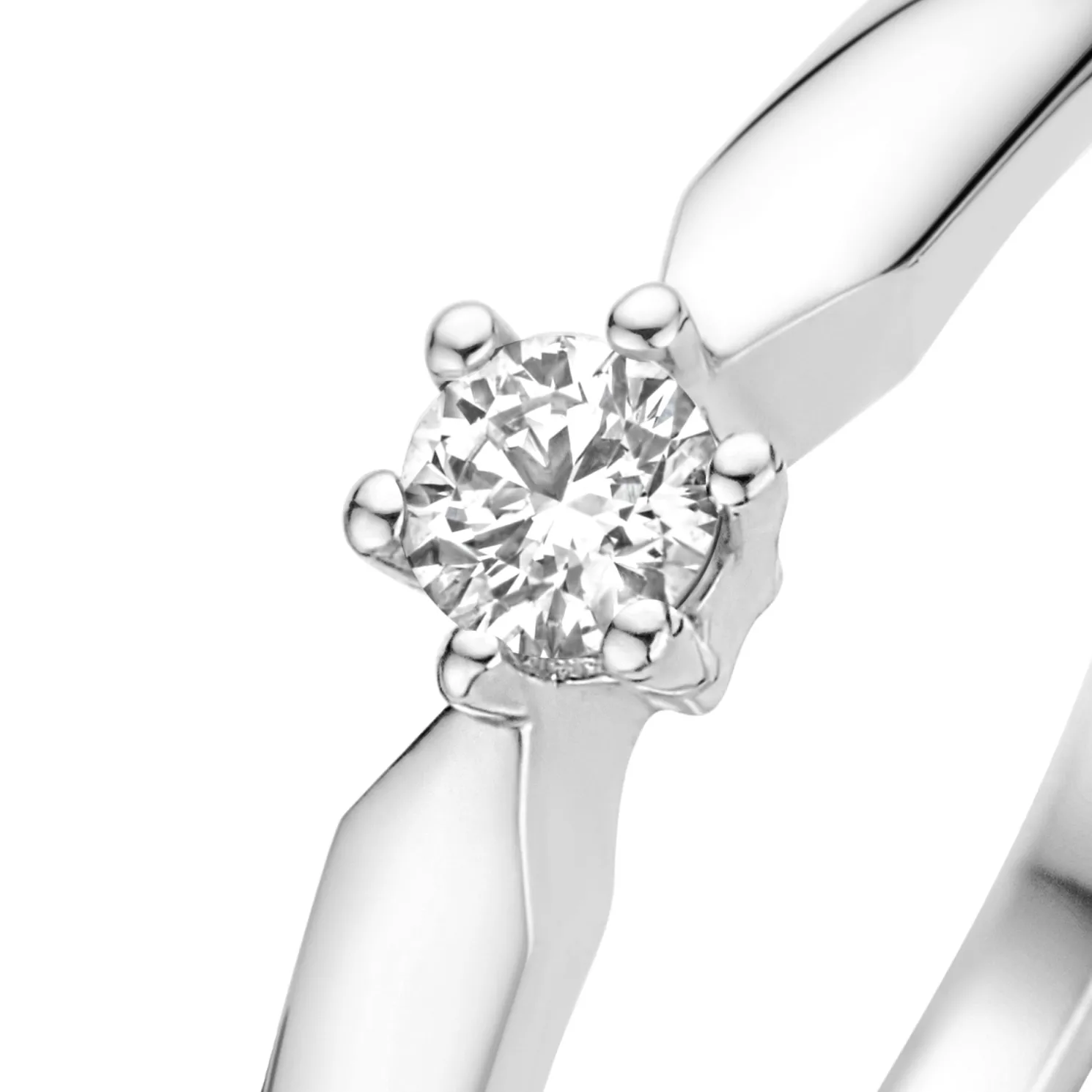 De la Paix Sybil 14 karaat witgouden ring met diamant 0.10 karaat