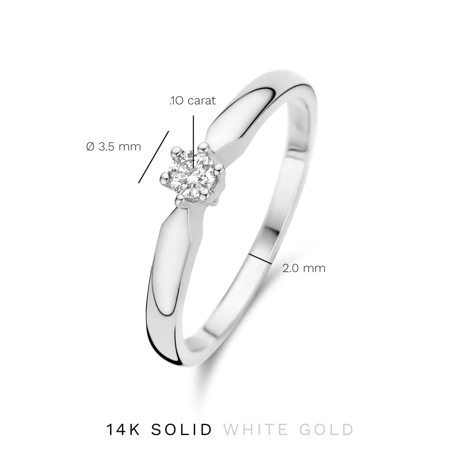 De la Paix Sybil 14 karaat witgouden ring met diamant 0.10 karaat