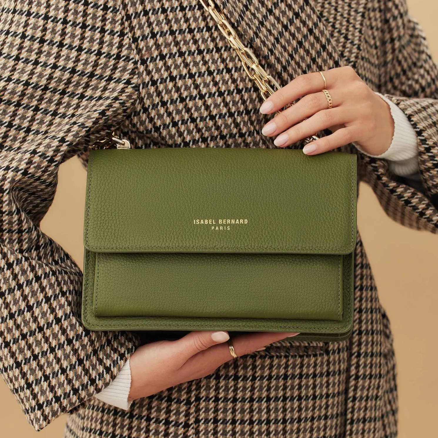 Femme Forte Valerie groene leren schoudertas van kalfsleer