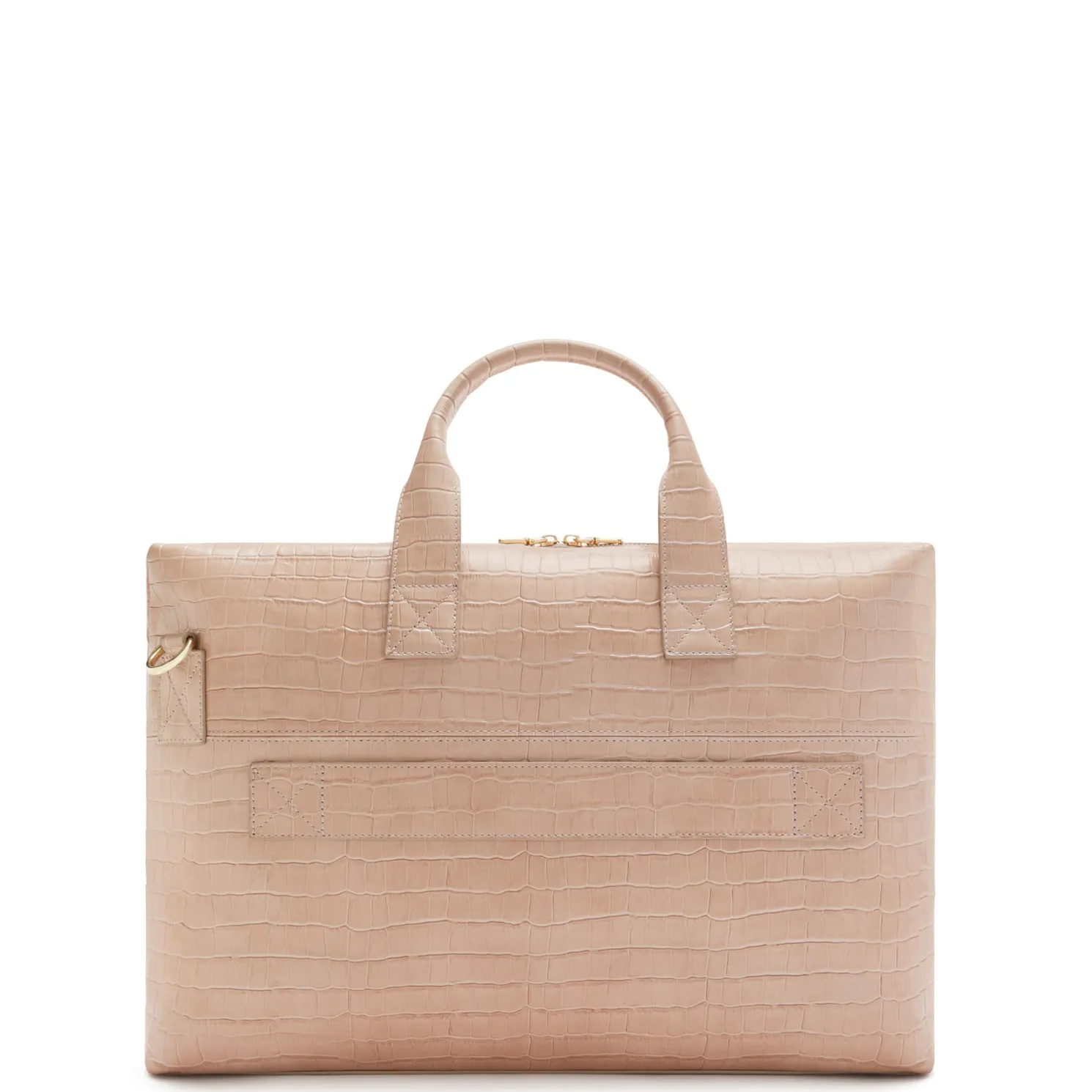 Honoré Anique croco beige leren handtas van kalfsleer met laptopvak