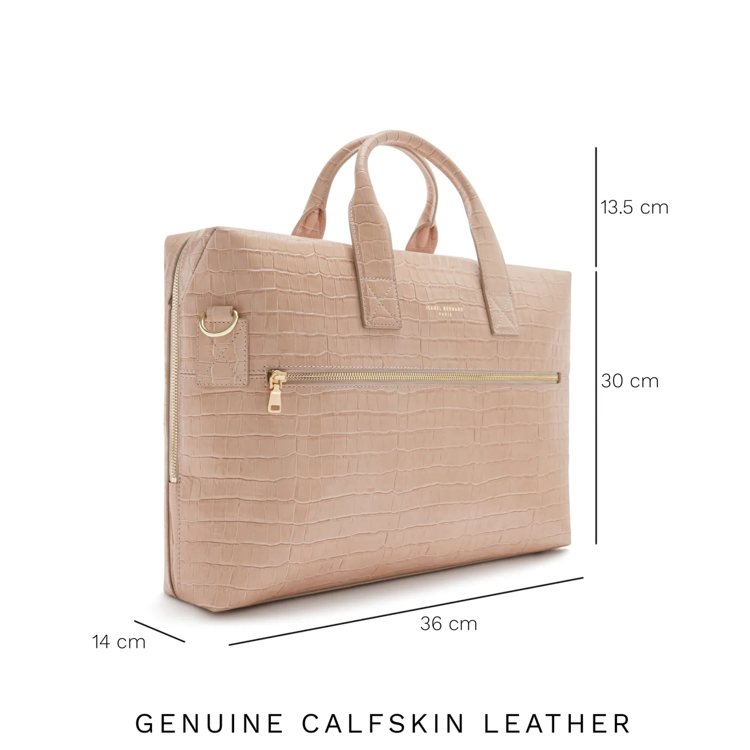 Honoré Anique croco beige leren handtas van kalfsleer met laptopvak