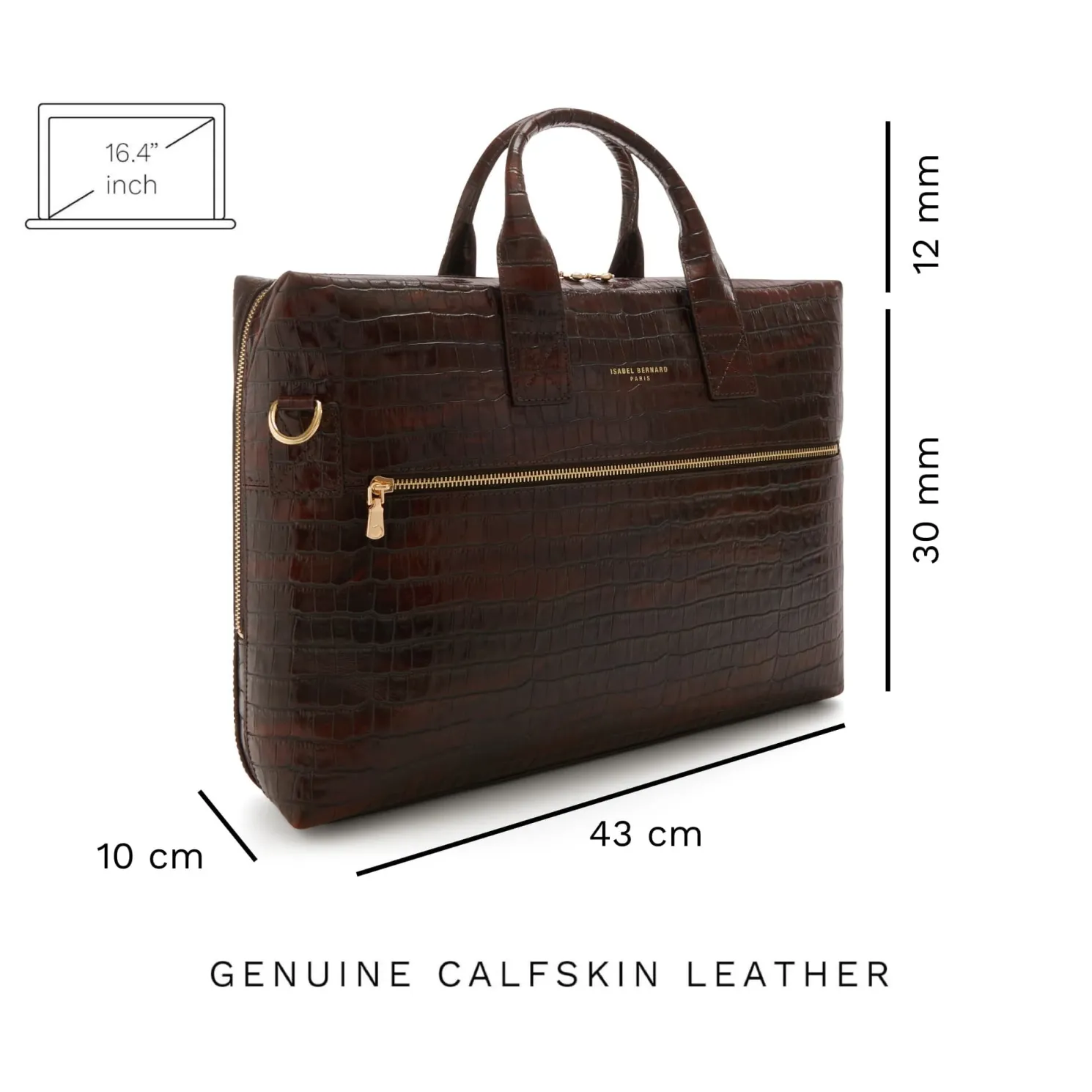 Honoré Anique croco bruine leren handtas van kalfsleer met 16.4 inch laptopvak