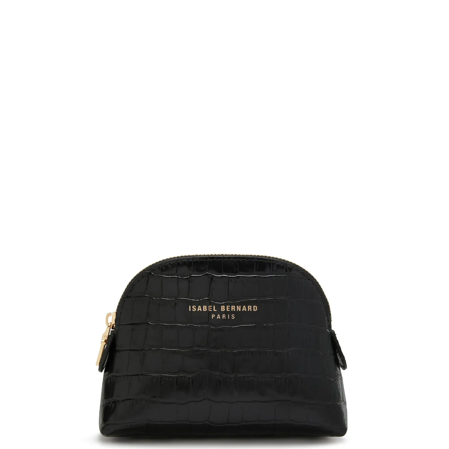 Honoré Babette croco zwarte leren toilettas van kalfsleer