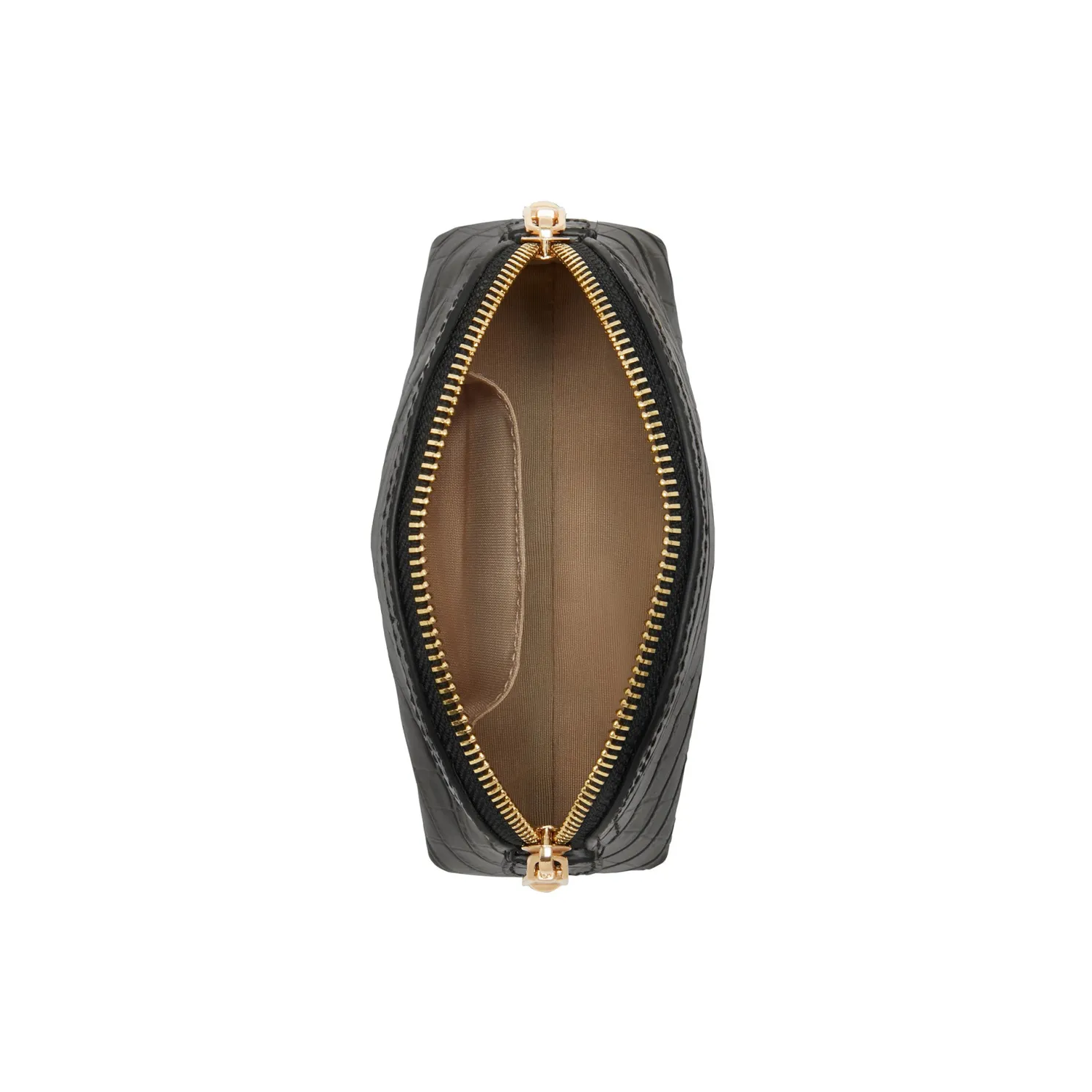 Honoré Babette croco zwarte leren toilettas van kalfsleer