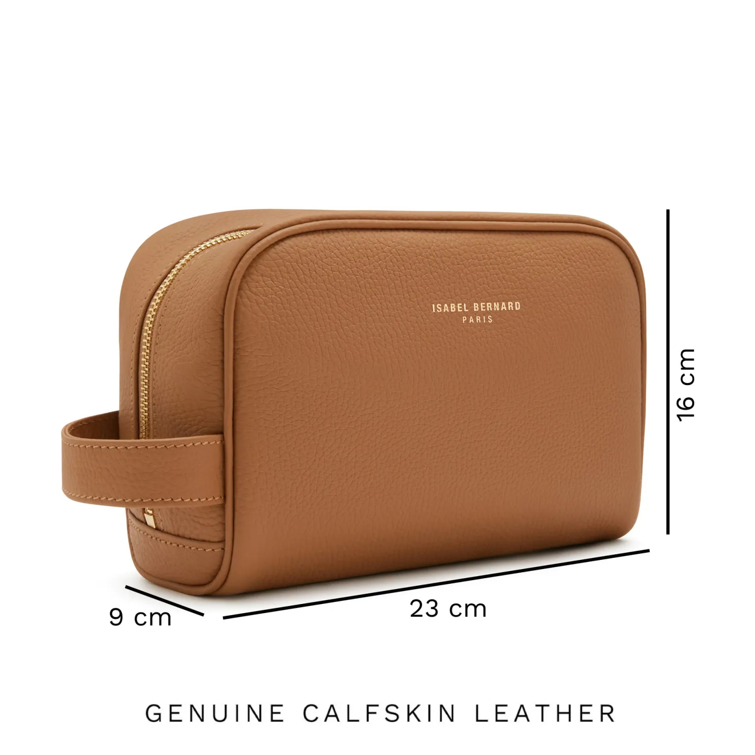 Honoré Blaize camel leren toilettas van kalfsleer