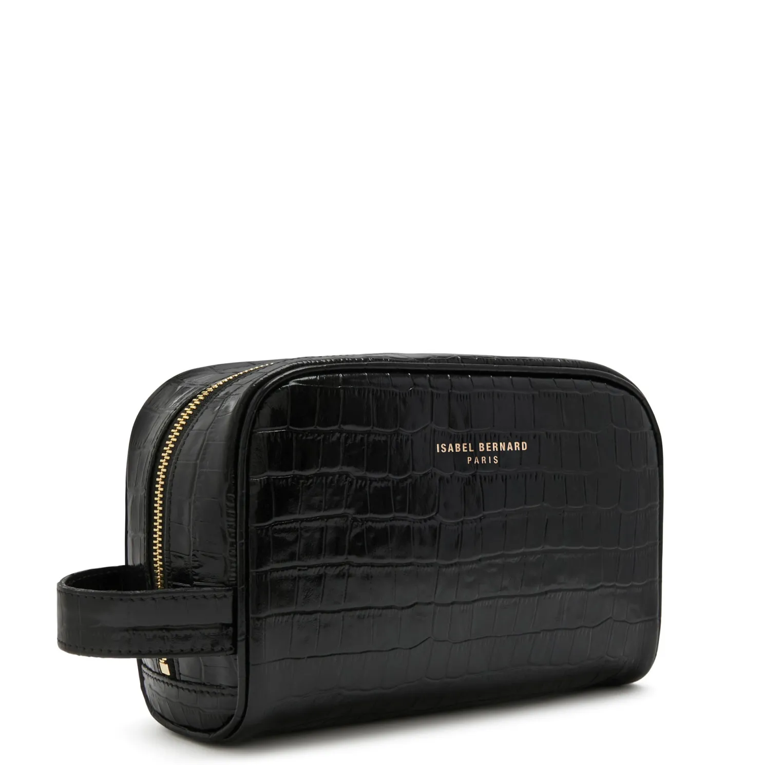 Honoré Blaize croco zwarte leren toilettas van kalfsleer