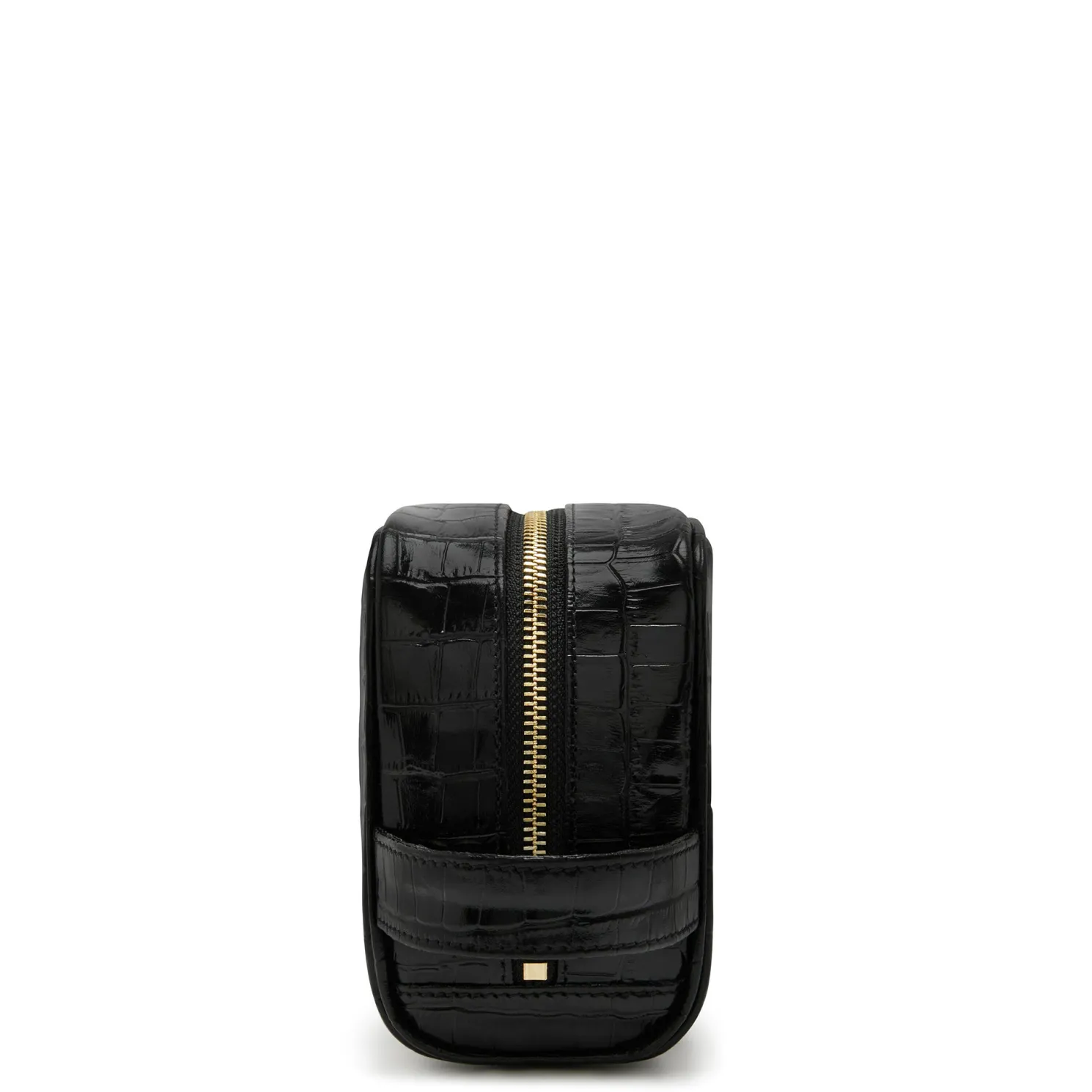 Honoré Blaize croco zwarte leren toilettas van kalfsleer